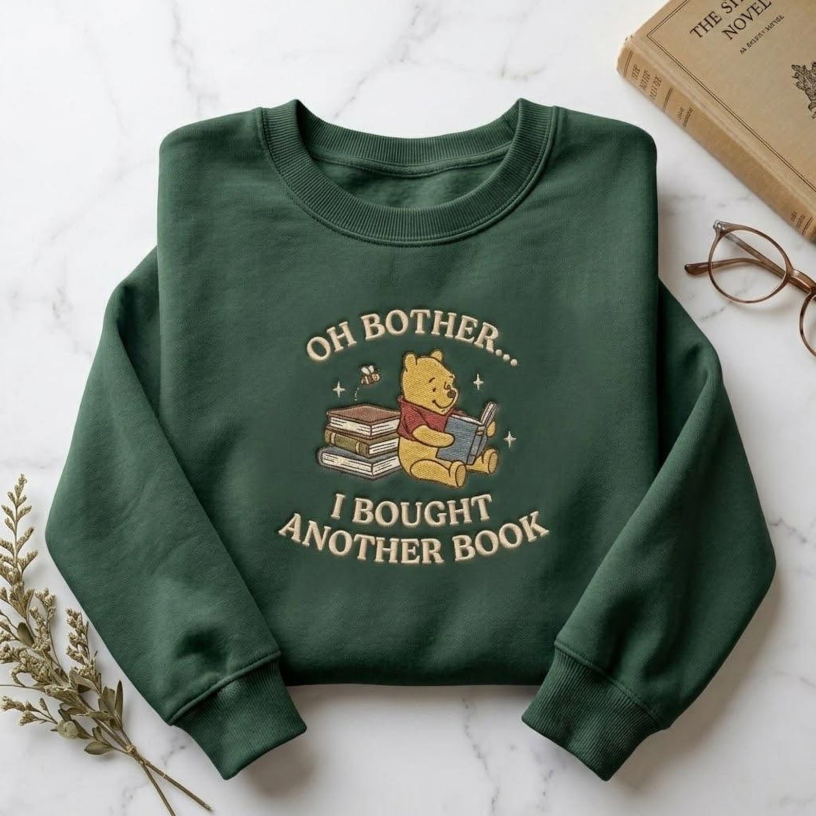 Oh Bother I Bought Another Book Embroidered Crewneck, Cute Reader Sweatshirt, Bookworm Gift, Cozy Library Lover Pullover 1