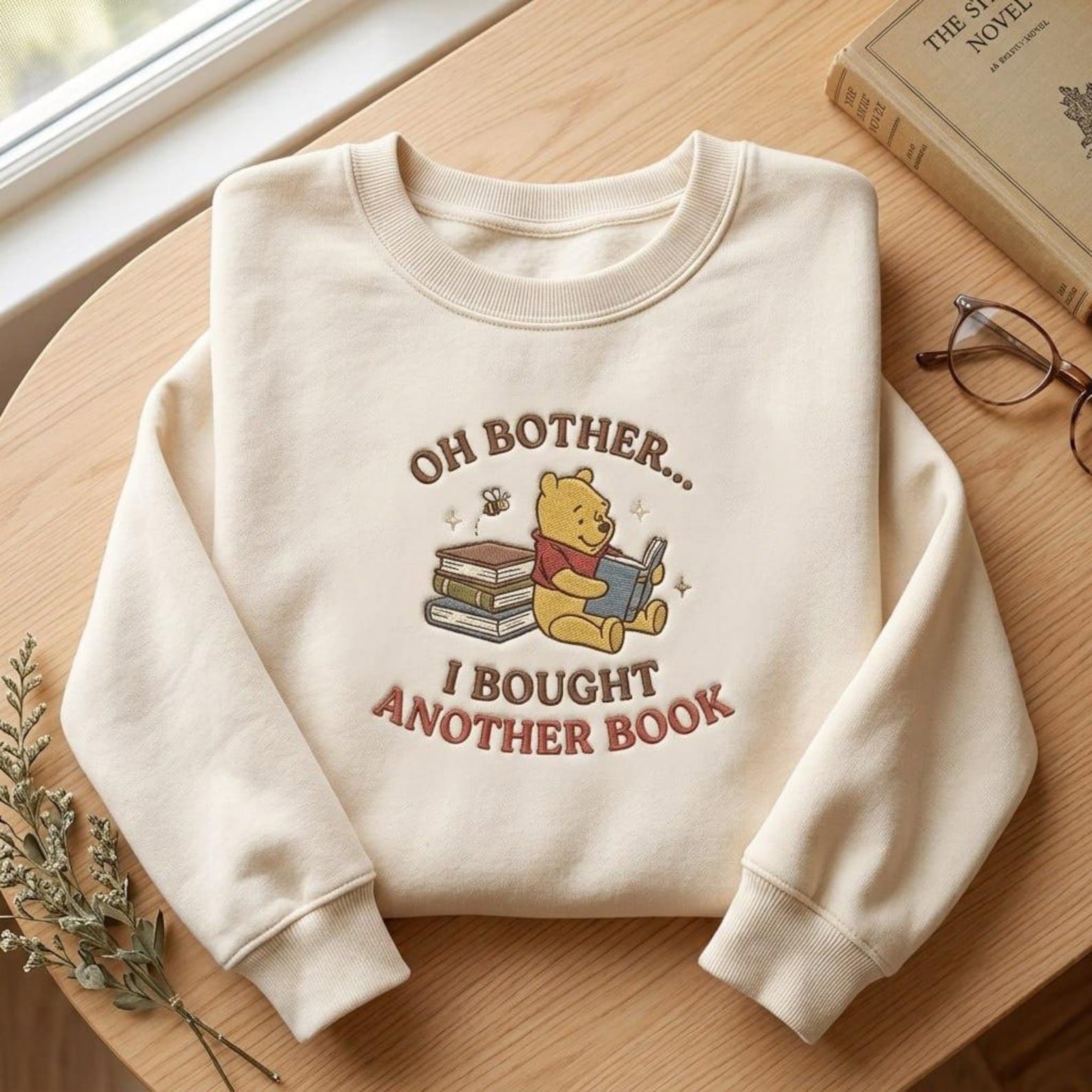 Oh Bother I Bought Another Book Embroidered Crewneck, Cute Reader Sweatshirt, Bookworm Gift, Cozy Library Lover Pullover 2