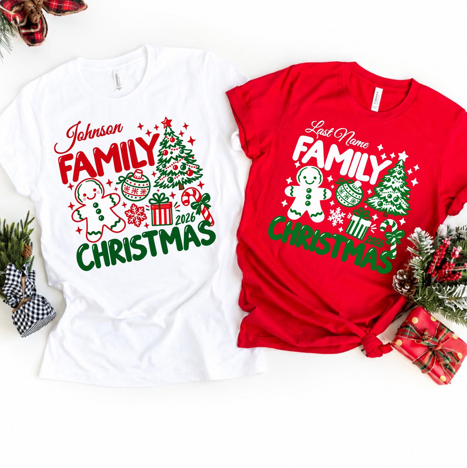 Custom Christmas Family Shirt, Gingerbread Tree Holiday Sweatshirt, Winter Graphic Tee 1