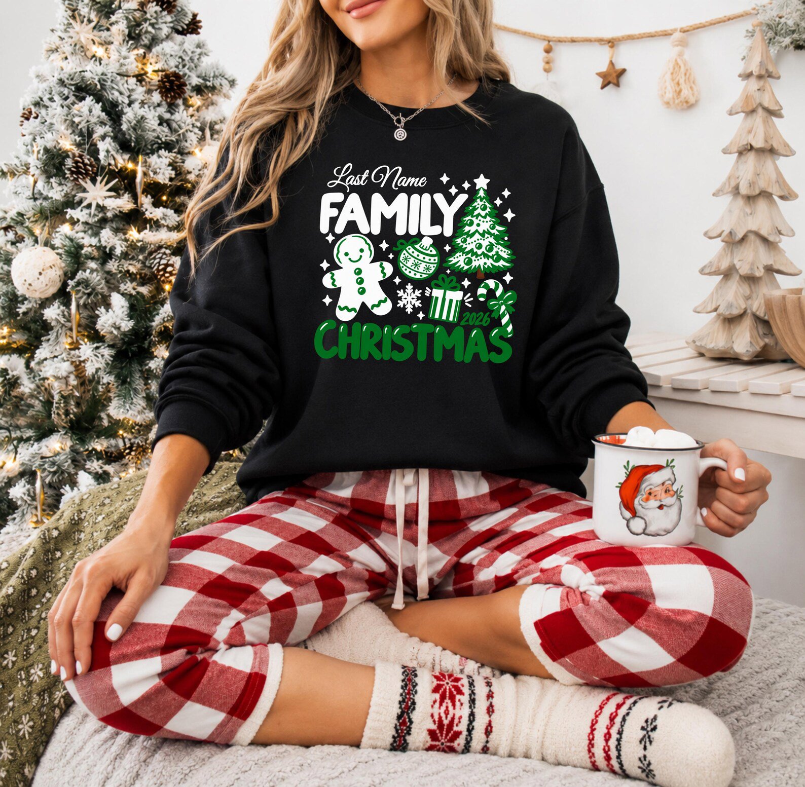 Custom Christmas Family Shirt, Gingerbread Tree Holiday Sweatshirt, Winter Graphic Tee 5