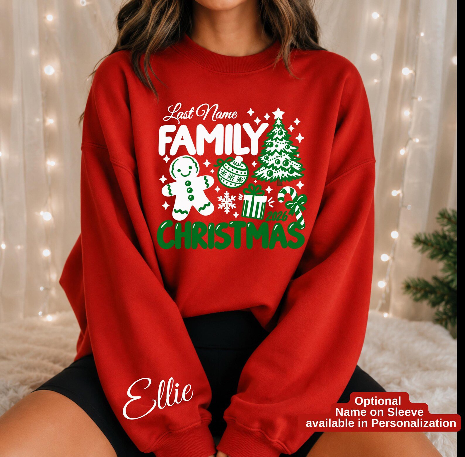 Custom Christmas Family Shirt, Gingerbread Tree Holiday Sweatshirt, Winter Graphic Tee 6