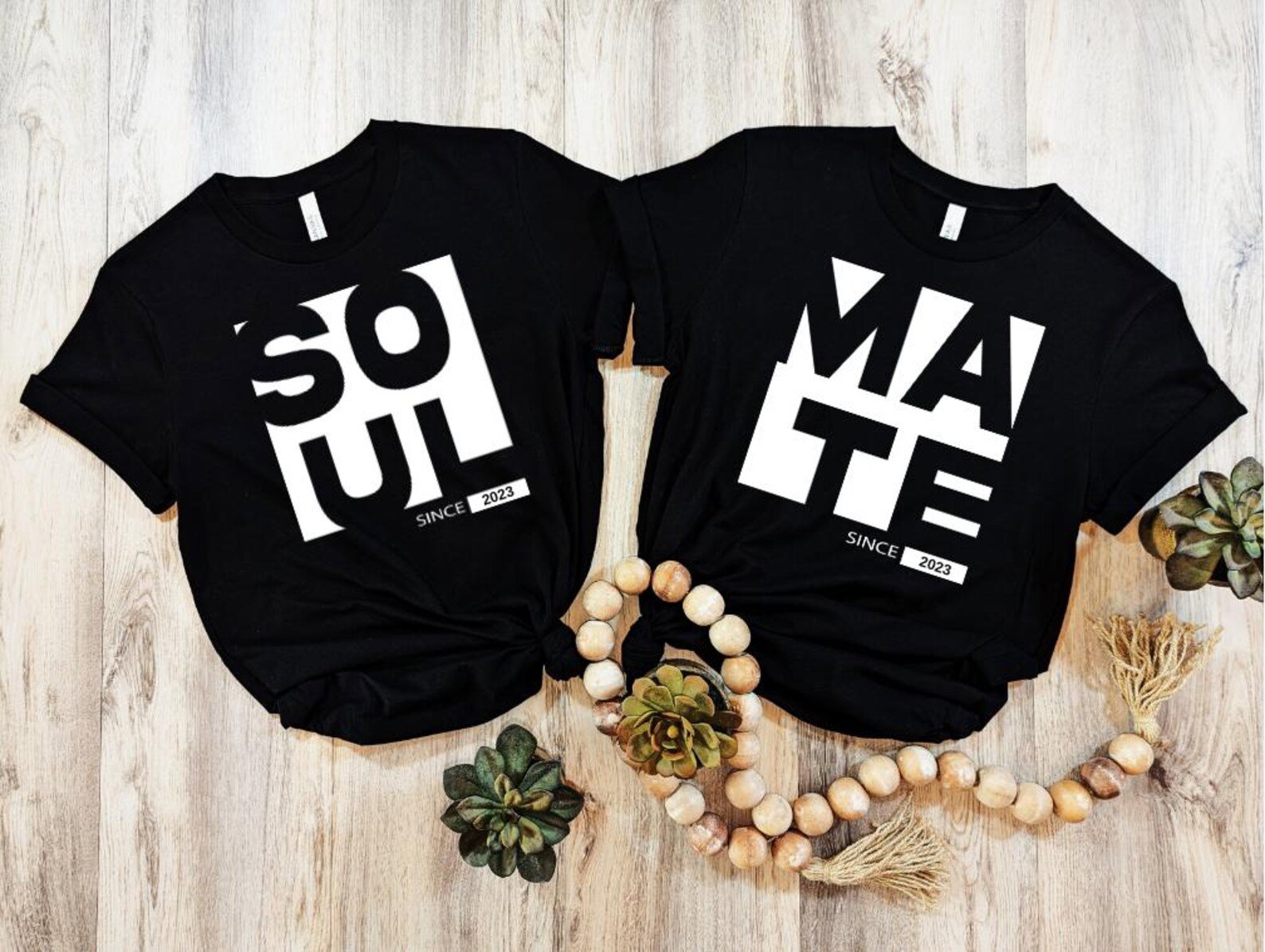 Soulmate Since Shirts for Couples, Matching Couple Shirts, , Custom Year T Shirt Set, Mtching Anniversary Outfit, Valentine Couples Tee 4