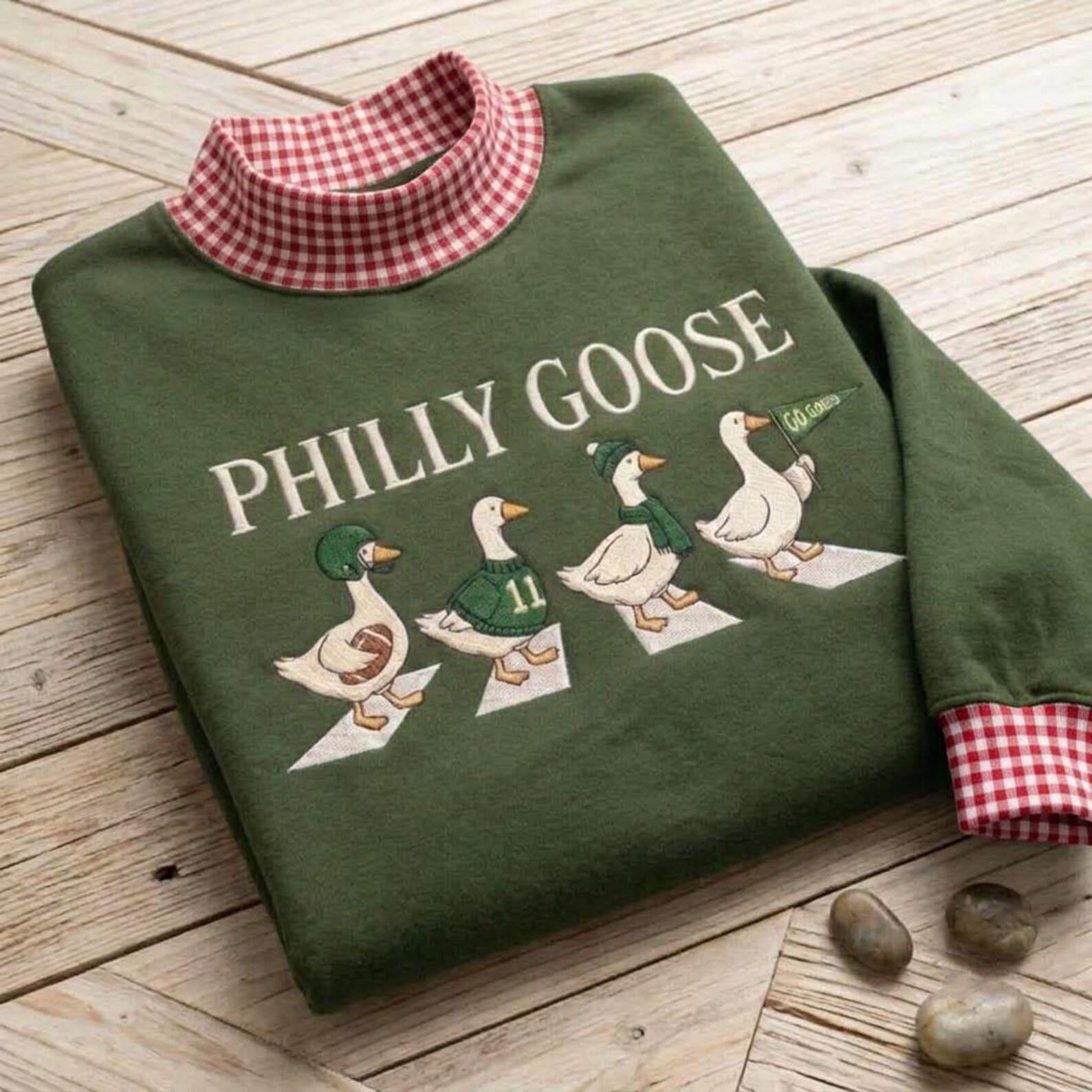 Philly Goose Mock Neck Sweatshirt, Funny Philadelphia Football Embroidered Crewneck, Game Day Goose Fan Gift 5