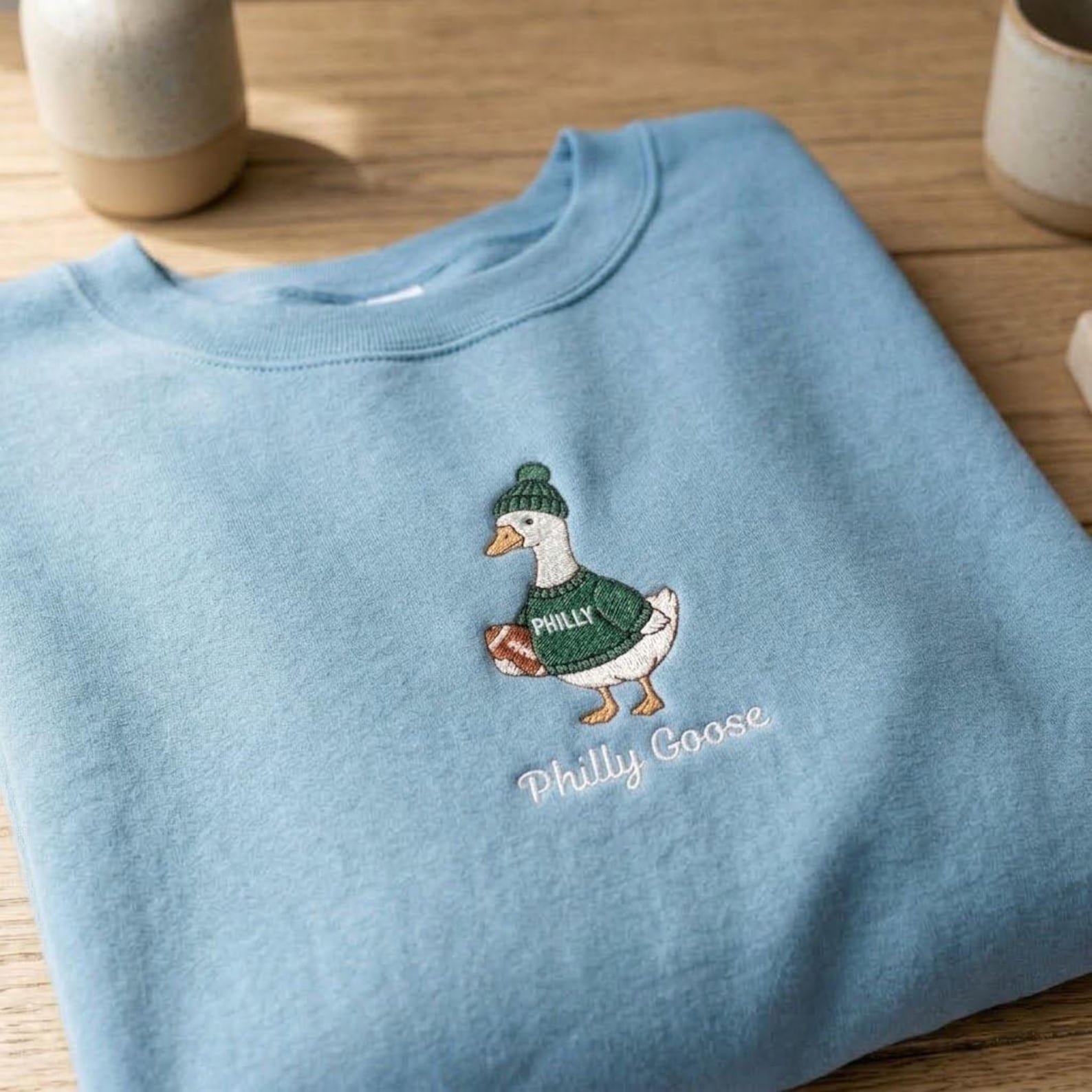 Philly Football Goose Embroidered Sweatshirt, Game Day Sports Crewneck, Funny Goose Shirt, Philadelphia Fan Football Gift 1