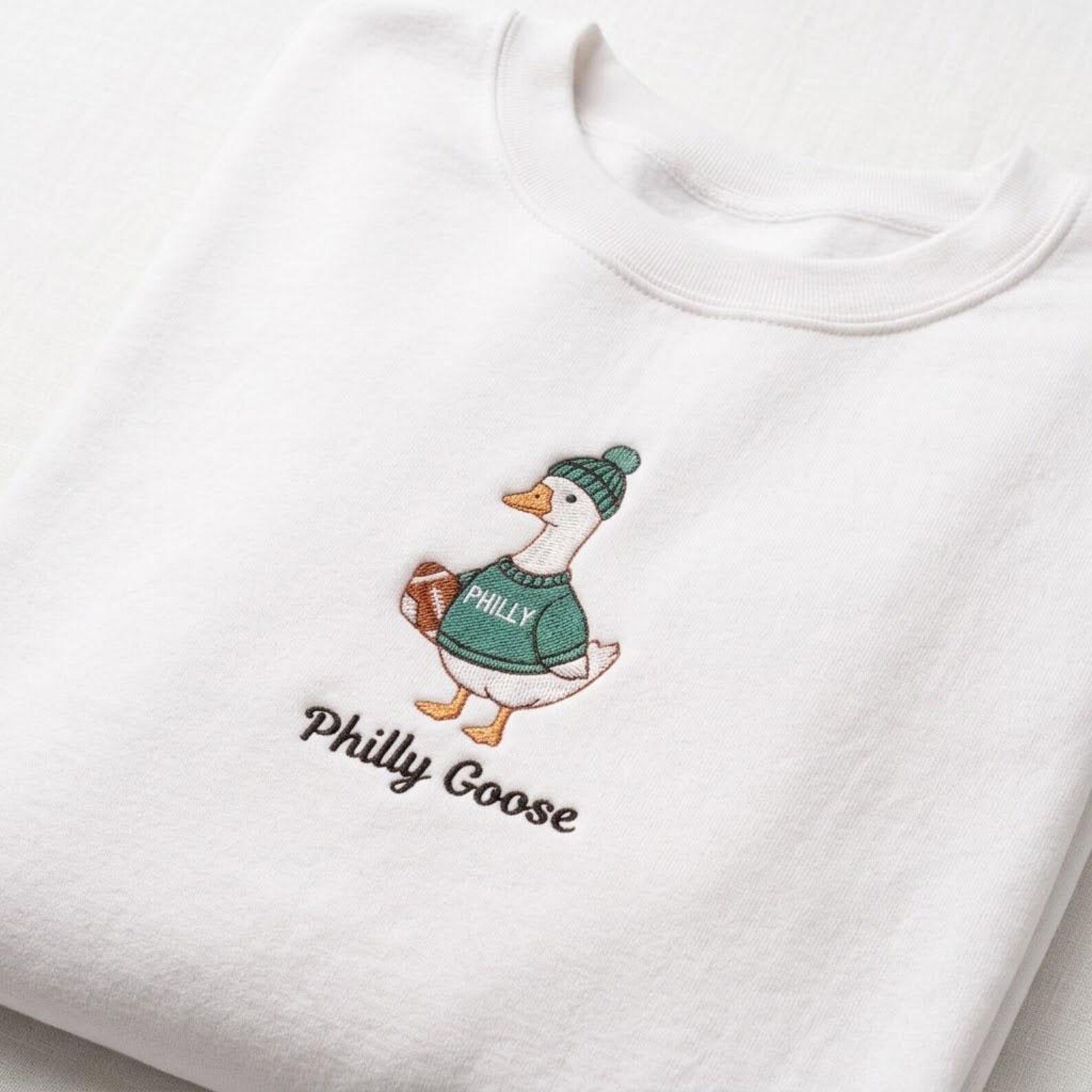 Philly Football Goose Embroidered Sweatshirt, Game Day Sports Crewneck, Funny Goose Shirt, Philadelphia Fan Football Gift 3