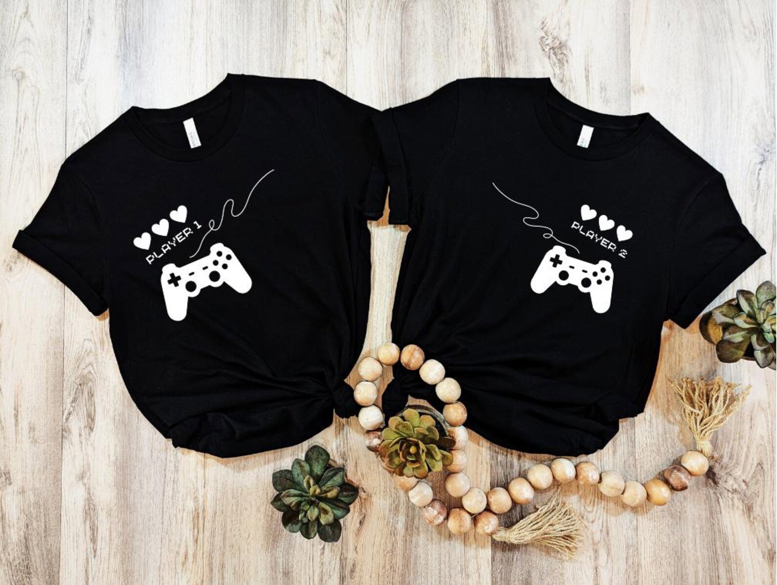 Gamer Couple Matching Shirts, Player 1 and Player 2 Tee, Gaming Valentine Matching Tshirt, Game Console Controller design gifts for couples 3