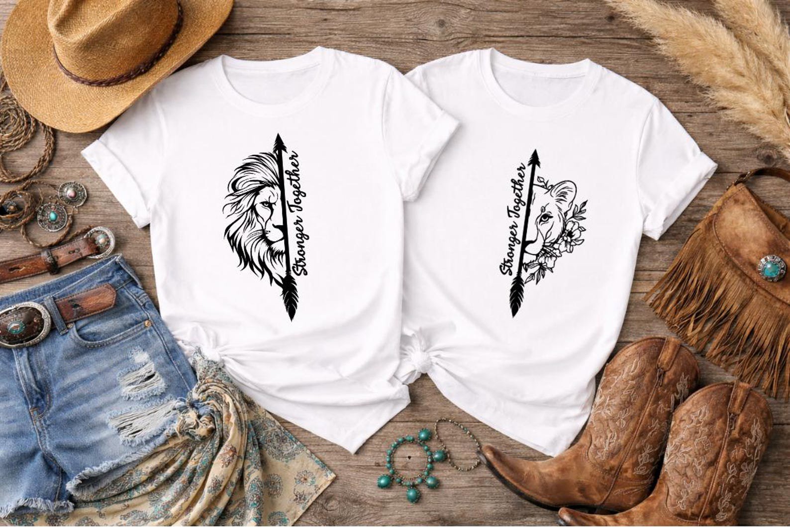 Stronger Together Shirt, Lion Arrow Graphic Tee, Matching Couple Shirt, Faith Strength T Shirt, Unisex Inspirational Shirt 6