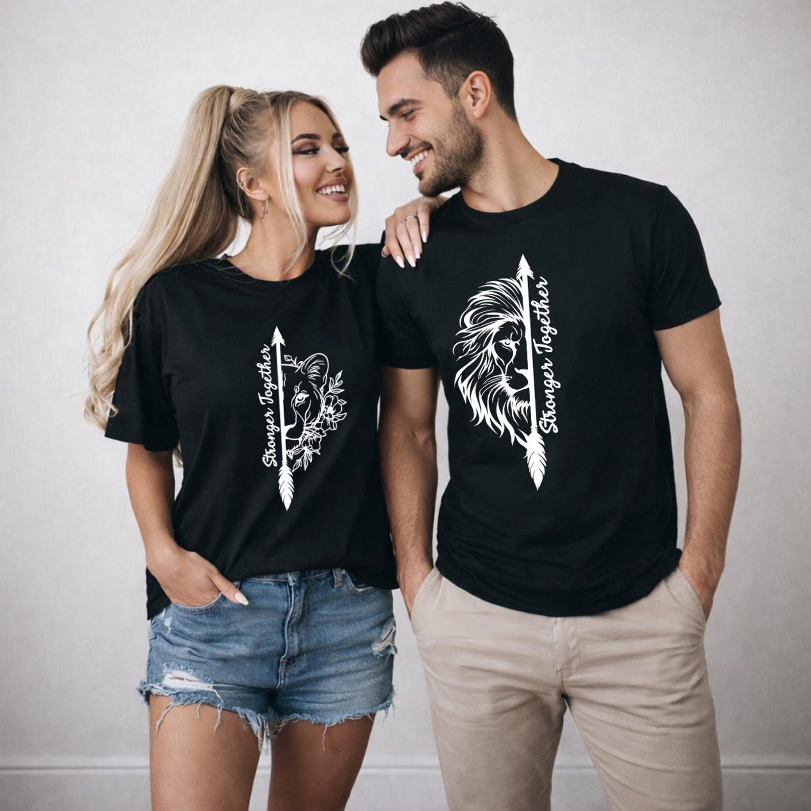 Stronger Together Shirt, Lion Arrow Graphic Tee, Matching Couple Shirt, Faith Strength T Shirt, Unisex Inspirational Shirt 7
