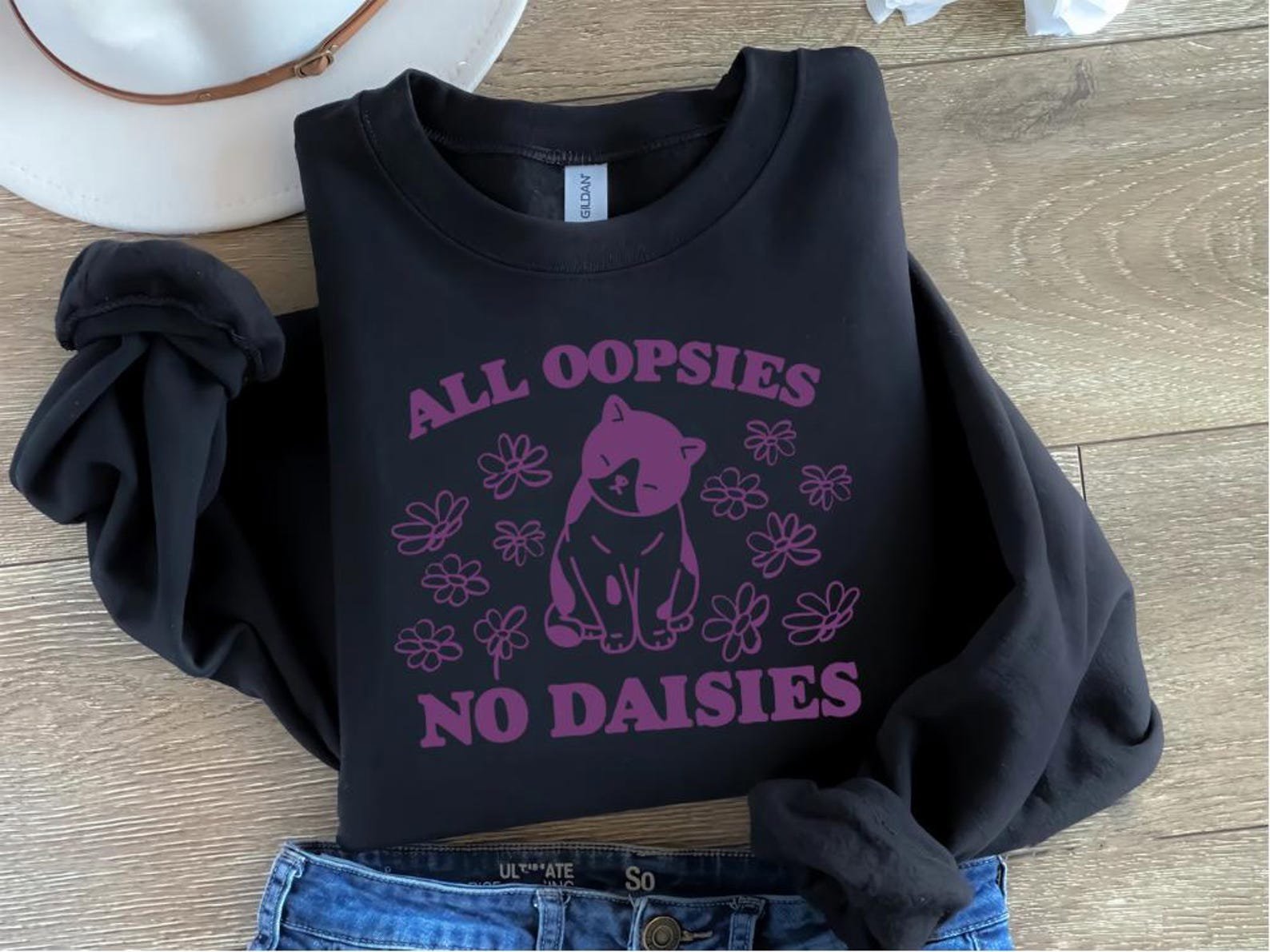 All Oopsies No Daisies Retro Graphic T-Shirt, Vintage Unisex Adult T Shirt, Vintage Kitten T Shirt, Nostalgia Cat T Shirt, Funny T Shirt 3