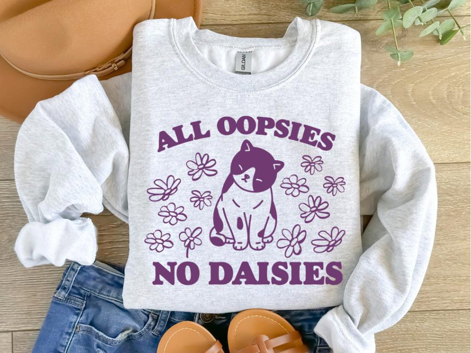 All Oopsies No Daisies Retro Graphic T-Shirt, Vintage Unisex Adult T Shirt, Vintage Kitten T Shirt, Nostalgia Cat T Shirt, Funny T Shirt 2