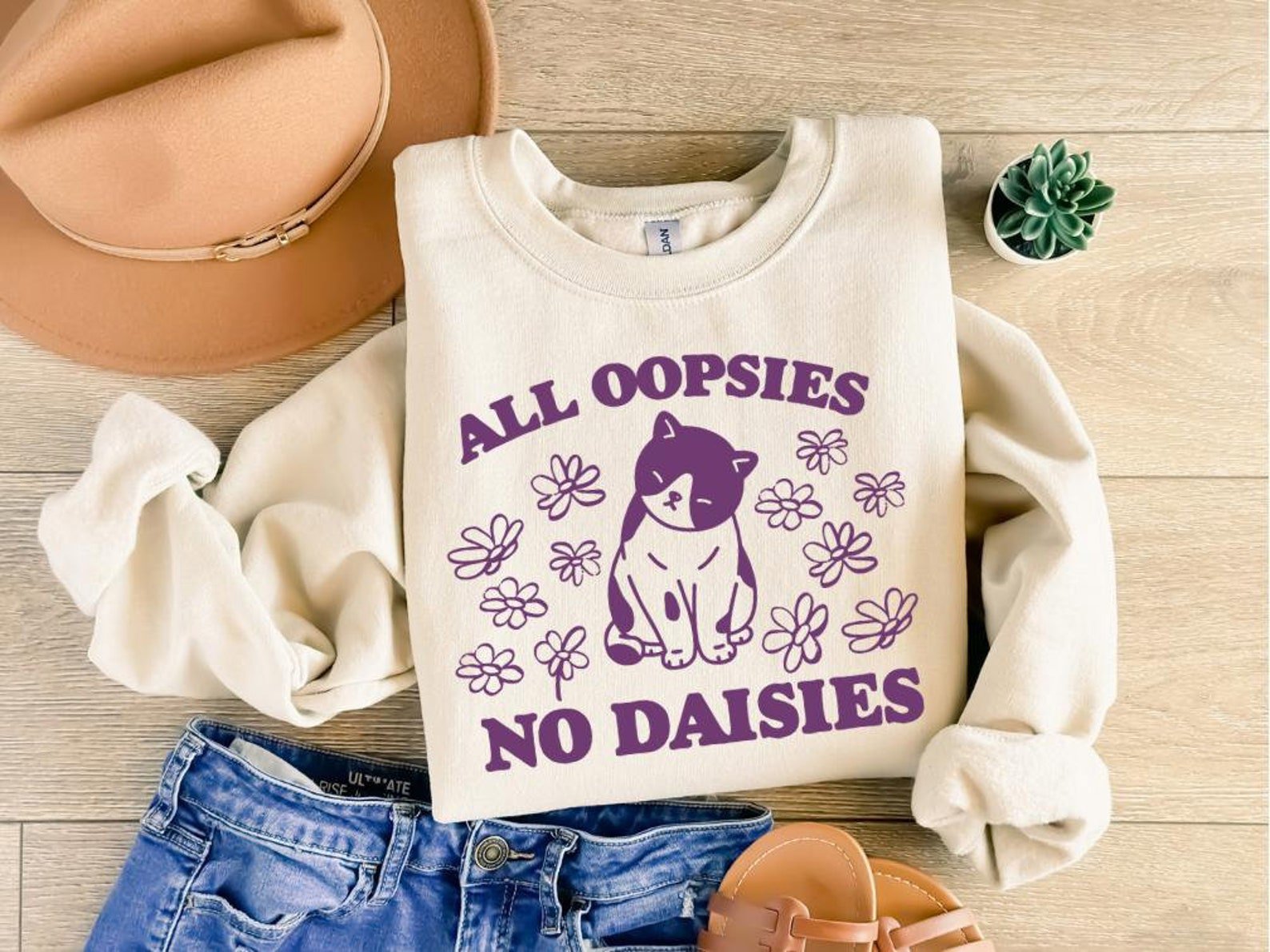 All Oopsies No Daisies Retro Graphic T-Shirt, Vintage Unisex Adult T Shirt, Vintage Kitten T Shirt, Nostalgia Cat T Shirt, Funny T Shirt 1