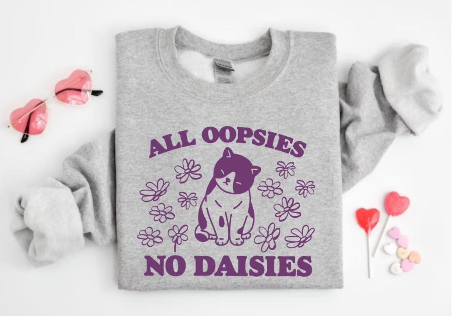 All Oopsies No Daisies Retro Graphic T-Shirt, Vintage Unisex Adult T Shirt, Vintage Kitten T Shirt, Nostalgia Cat T Shirt, Funny T Shirt 4