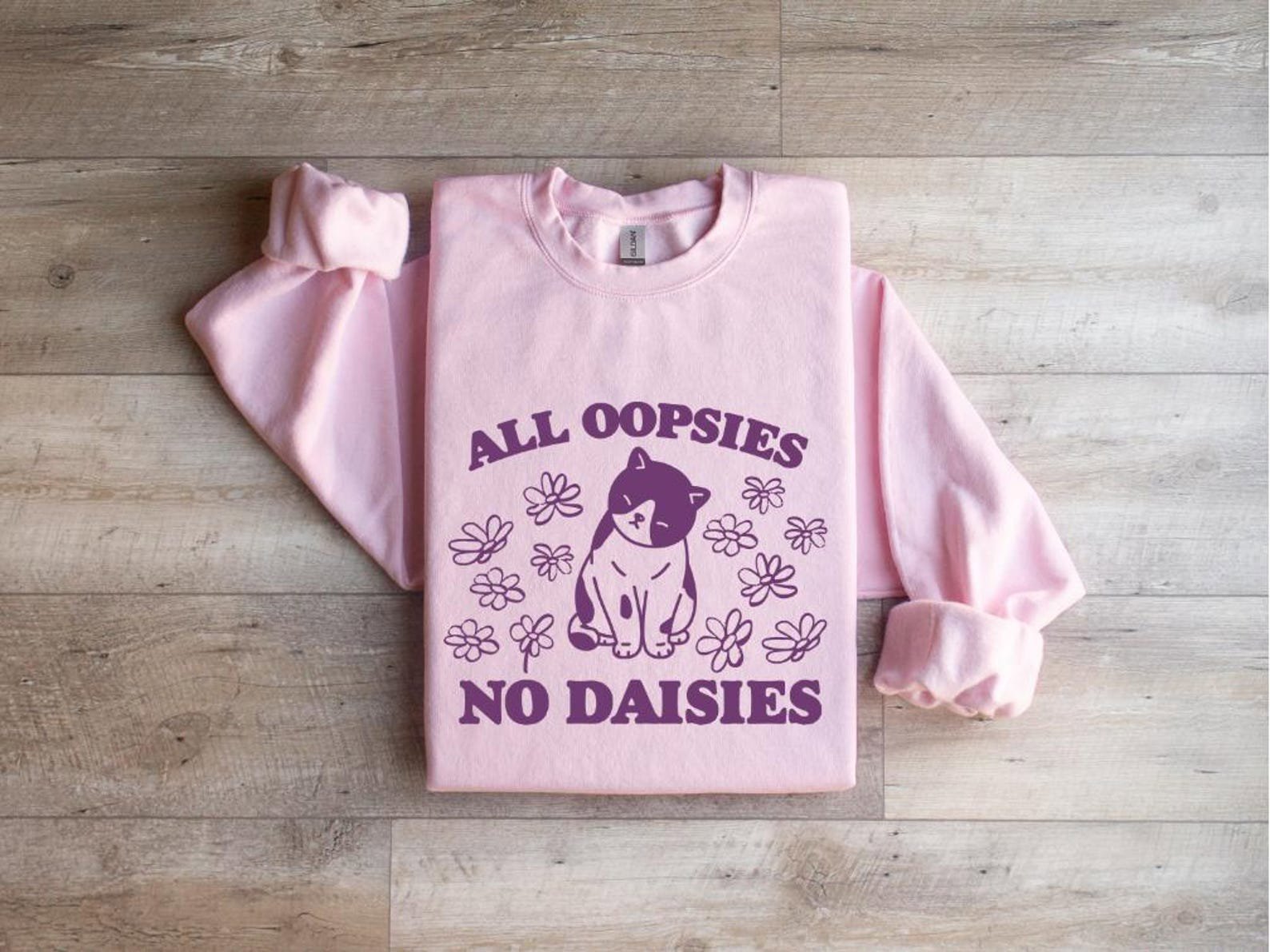 All Oopsies No Daisies Retro Graphic T-Shirt, Vintage Unisex Adult T Shirt, Vintage Kitten T Shirt, Nostalgia Cat T Shirt, Funny T Shirt 5