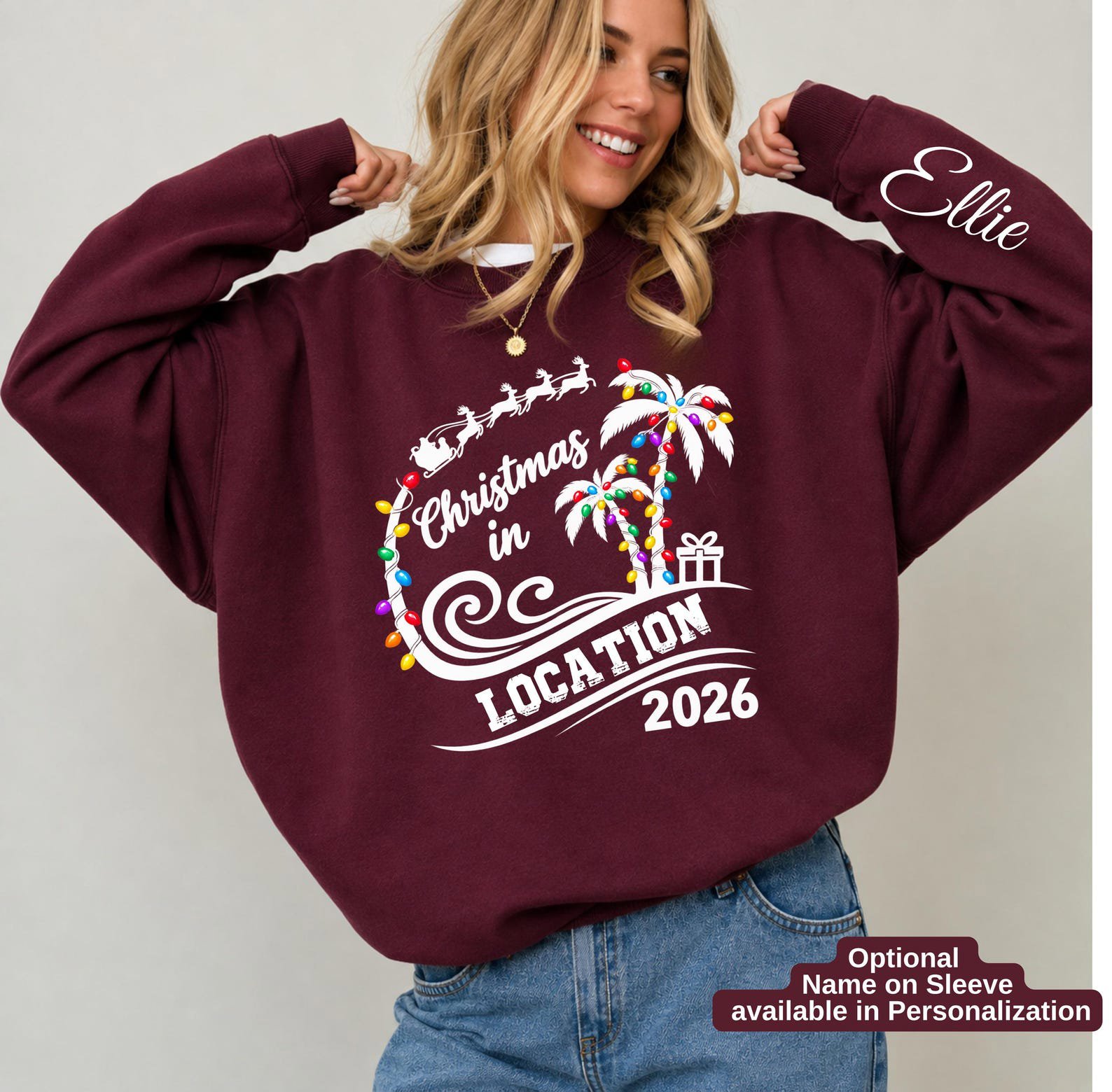 Custom Christmas Vacation Shirt, Family Tropical Holiday Sweatshirt, Beach Graphic Tee 5