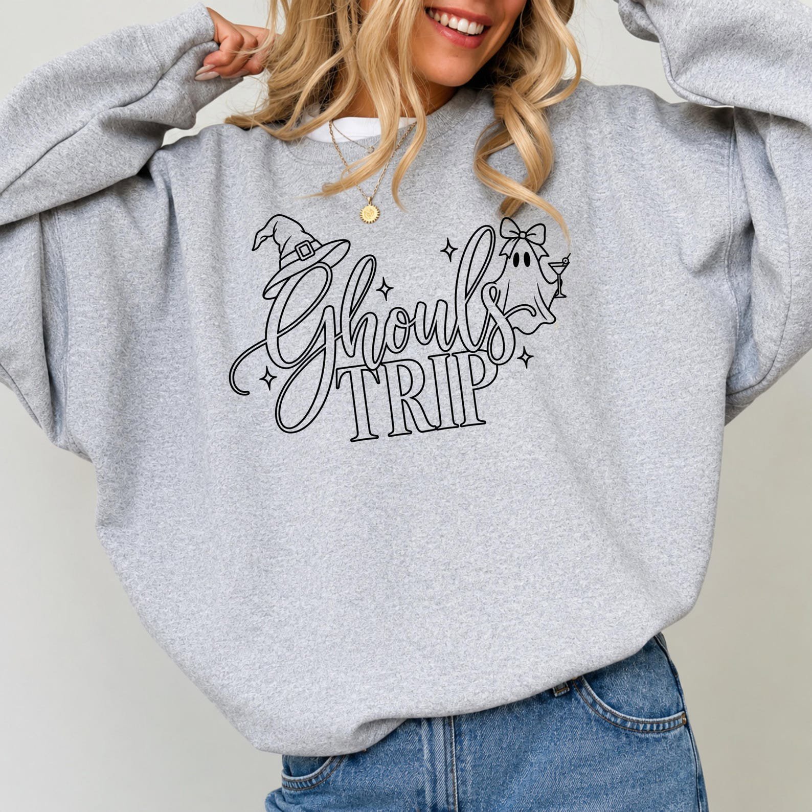 Girls Weekend Halloween Shirt, Ghouls Trip Ghost Witch Sweatshirt, Spooky Fall Graphic Tee 5