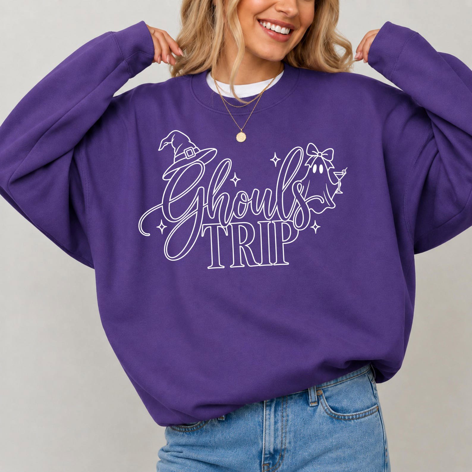 Girls Weekend Halloween Shirt, Ghouls Trip Ghost Witch Sweatshirt, Spooky Fall Graphic Tee 6