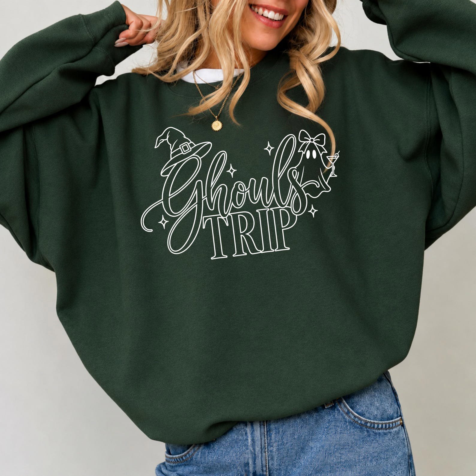 Girls Weekend Halloween Shirt, Ghouls Trip Ghost Witch Sweatshirt, Spooky Fall Graphic Tee 7