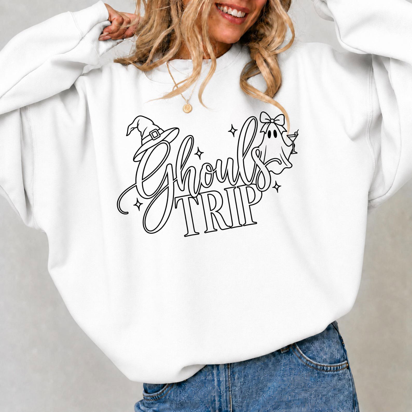 Girls Weekend Halloween Shirt, Ghouls Trip Ghost Witch Sweatshirt, Spooky Fall Graphic Tee 8