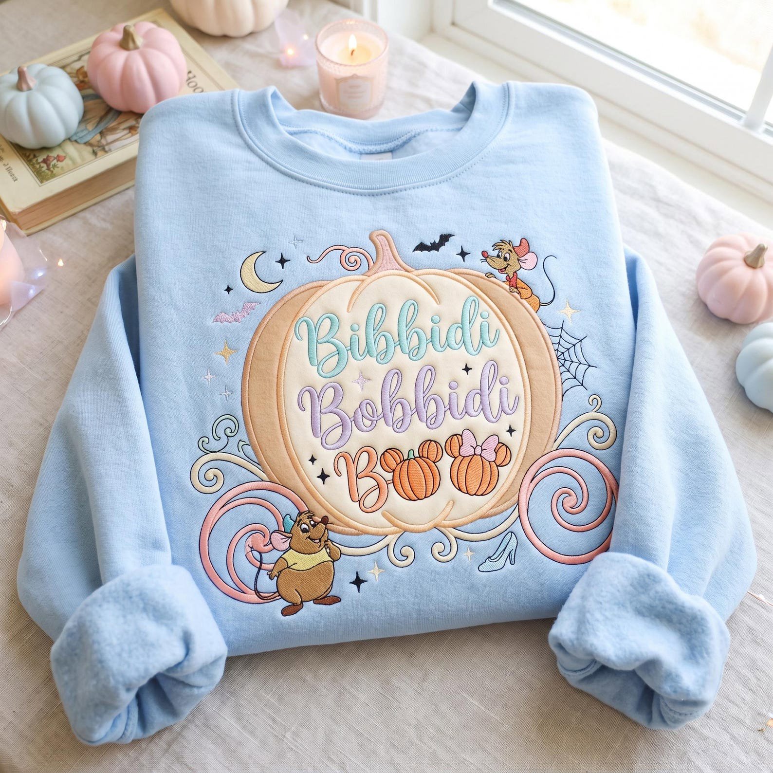 Embroidered Bibbidi Bobbidi Boo Halloween Sweatshirt, Princess Castle Shirt, Magical Land Halloween Shirt, Halloween Party Tee 1