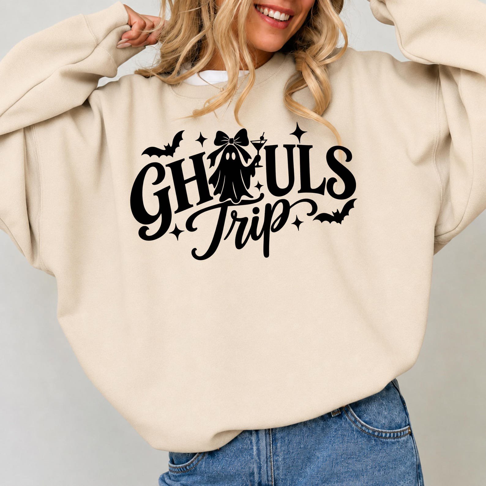Girls Weekend Halloween Shirt, Ghouls Trip Ghost Bow Sweatshirt, Spooky Fall Graphic Tee 1
