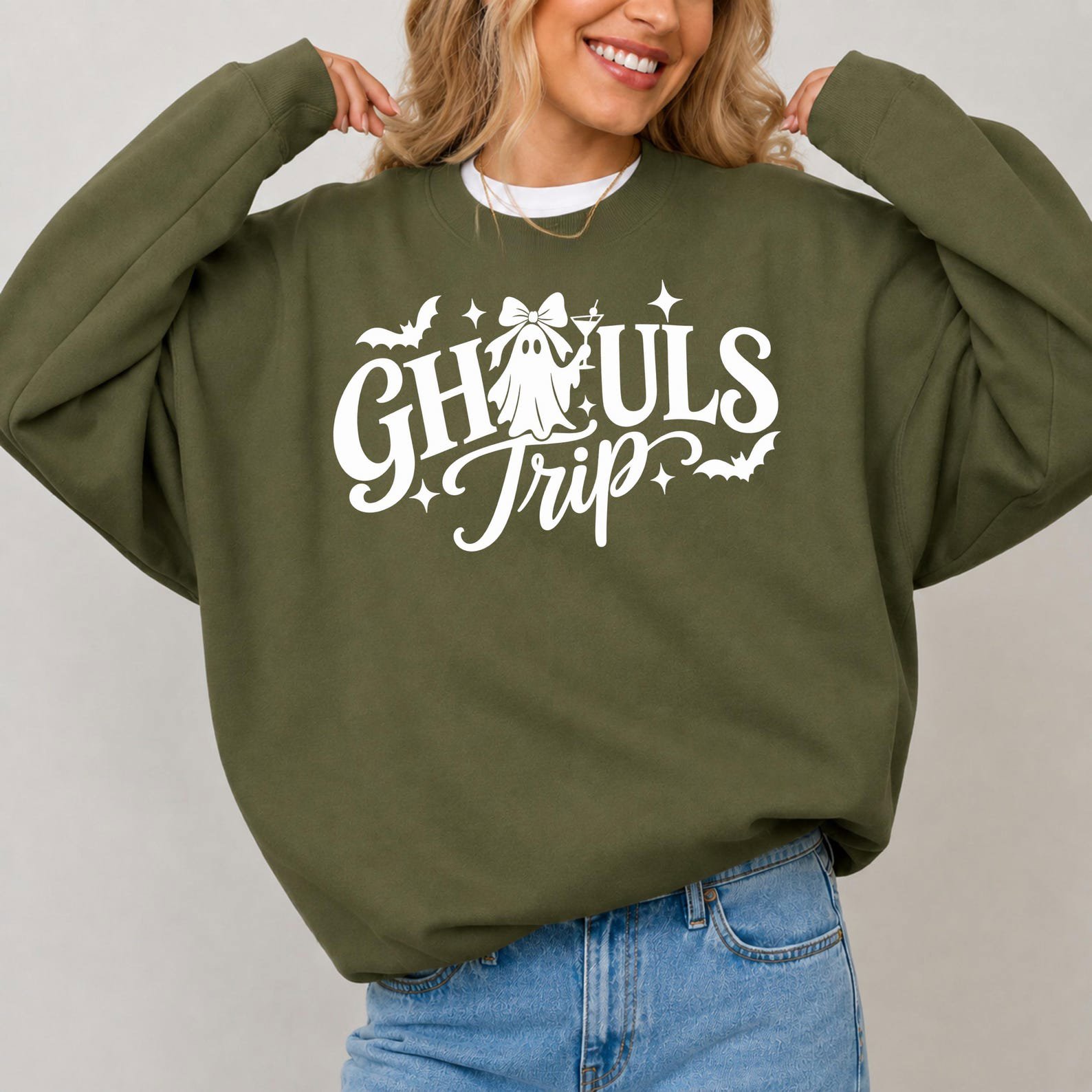 Girls Weekend Halloween Shirt, Ghouls Trip Ghost Bow Sweatshirt, Spooky Fall Graphic Tee 7