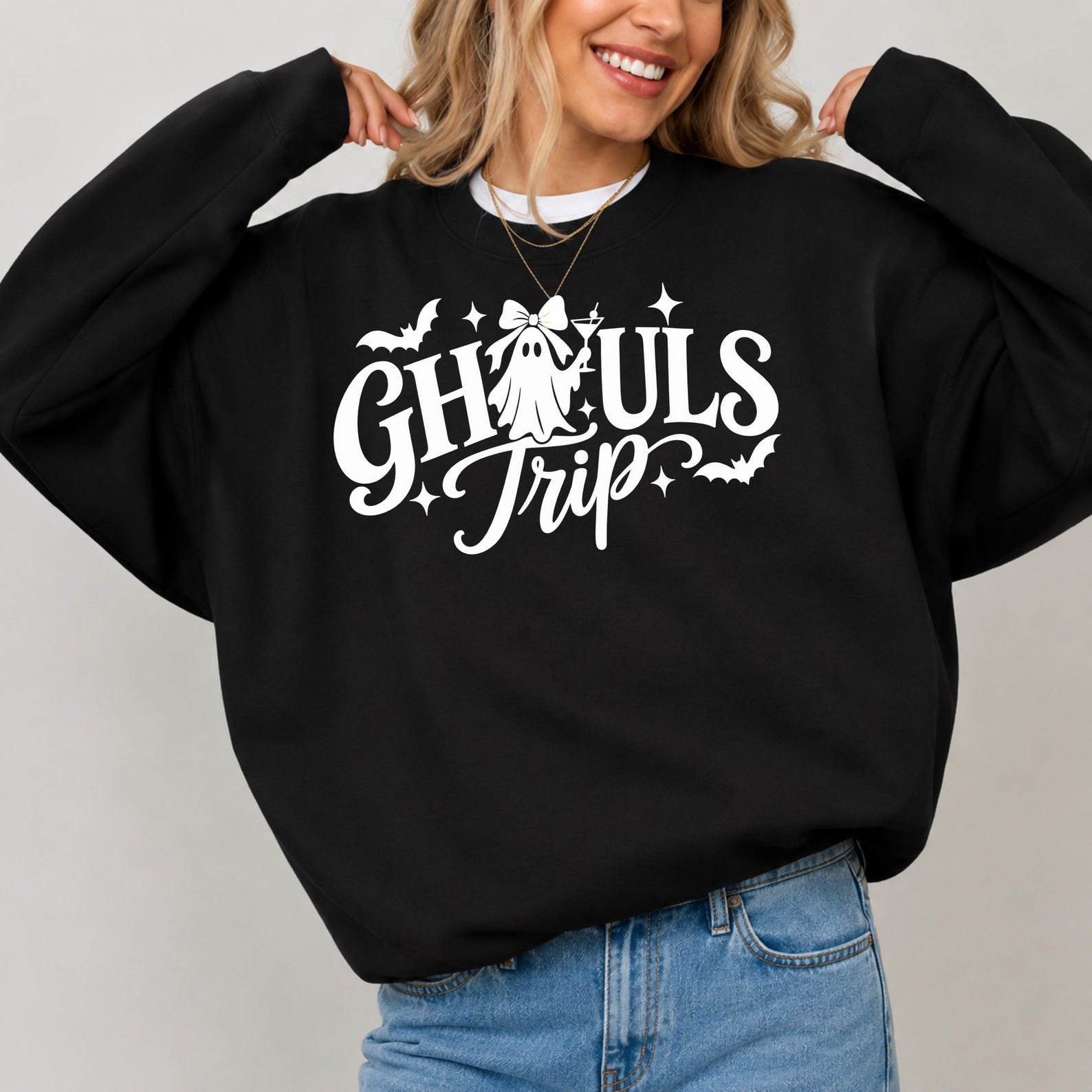 Girls Weekend Halloween Shirt, Ghouls Trip Ghost Bow Sweatshirt, Spooky Fall Graphic Tee 9