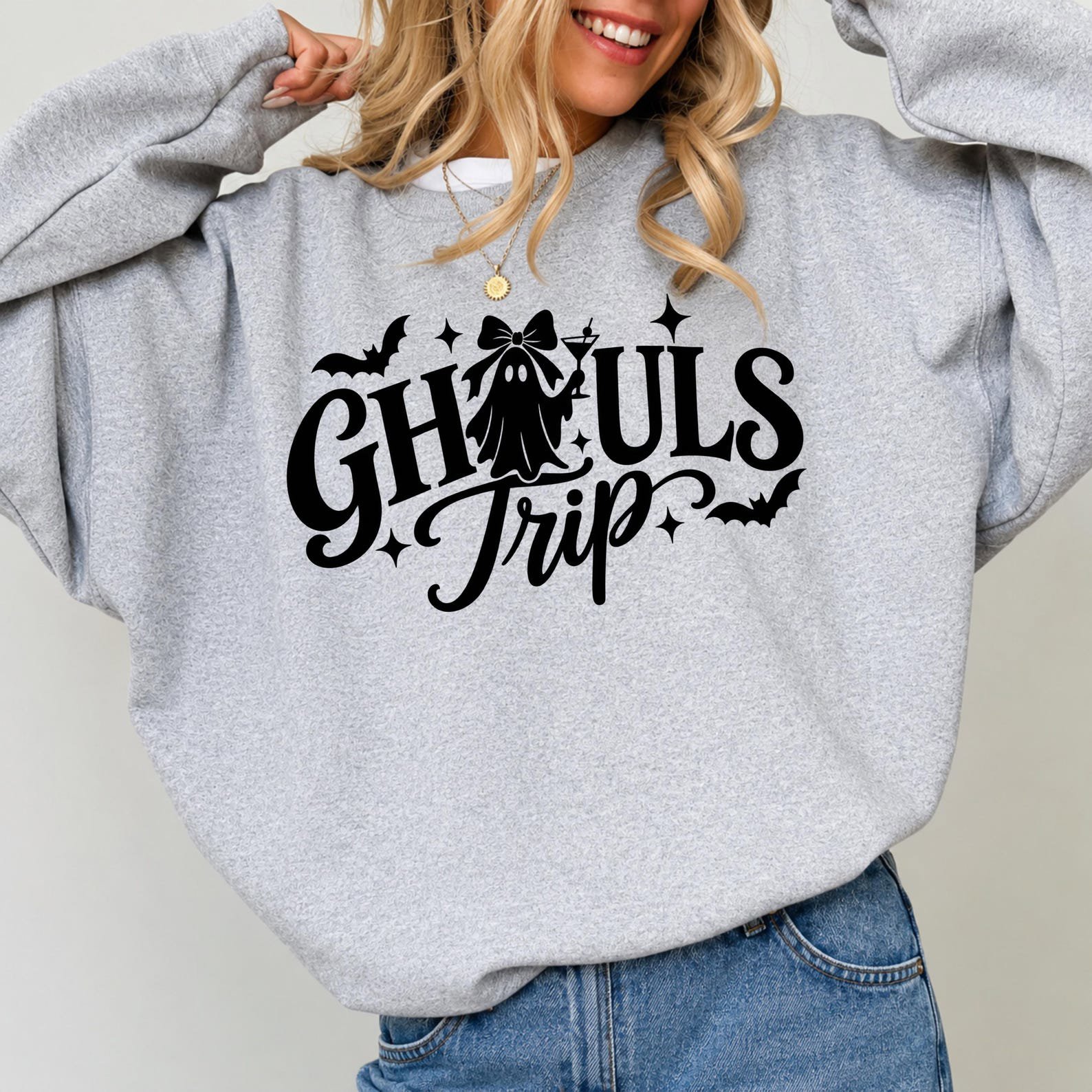 Girls Weekend Halloween Shirt, Ghouls Trip Ghost Bow Sweatshirt, Spooky Fall Graphic Tee 8