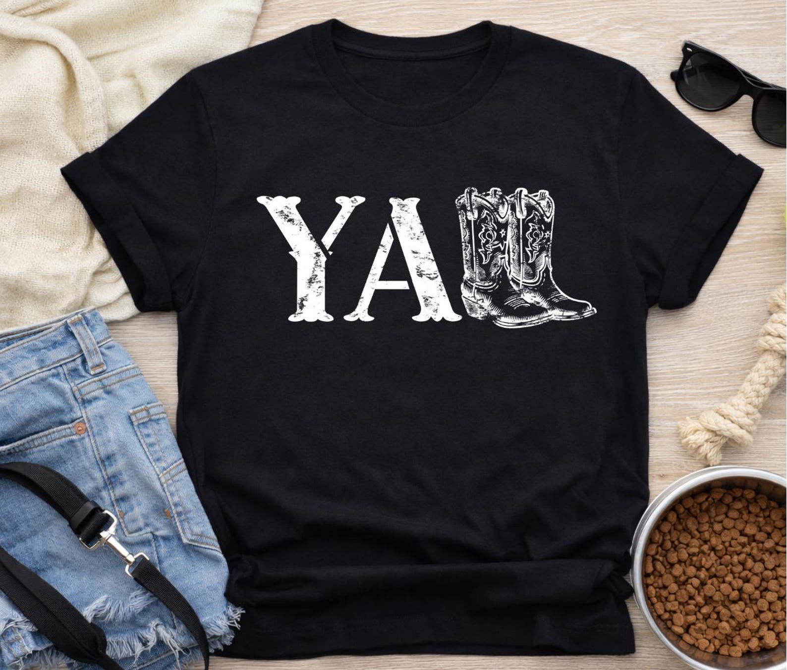 Yall Western Shirt, Cowboy Boots Yall Tee, Western Graphic TShirt, Country Concert Outfit Top, Cowgirl Shirt, Southern Style Tee 3