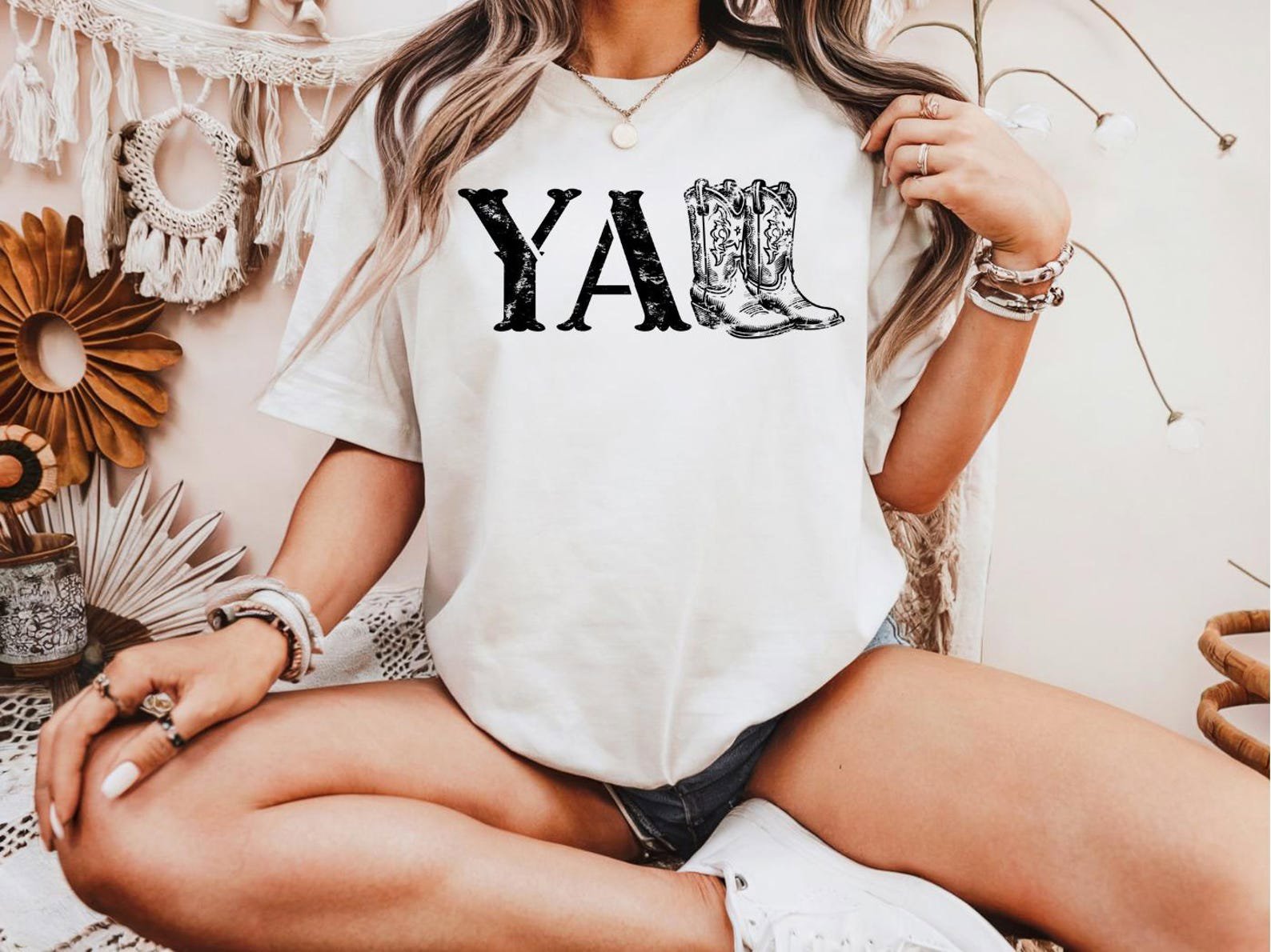 Yall Western Shirt, Cowboy Boots Yall Tee, Western Graphic TShirt, Country Concert Outfit Top, Cowgirl Shirt, Southern Style Tee 4