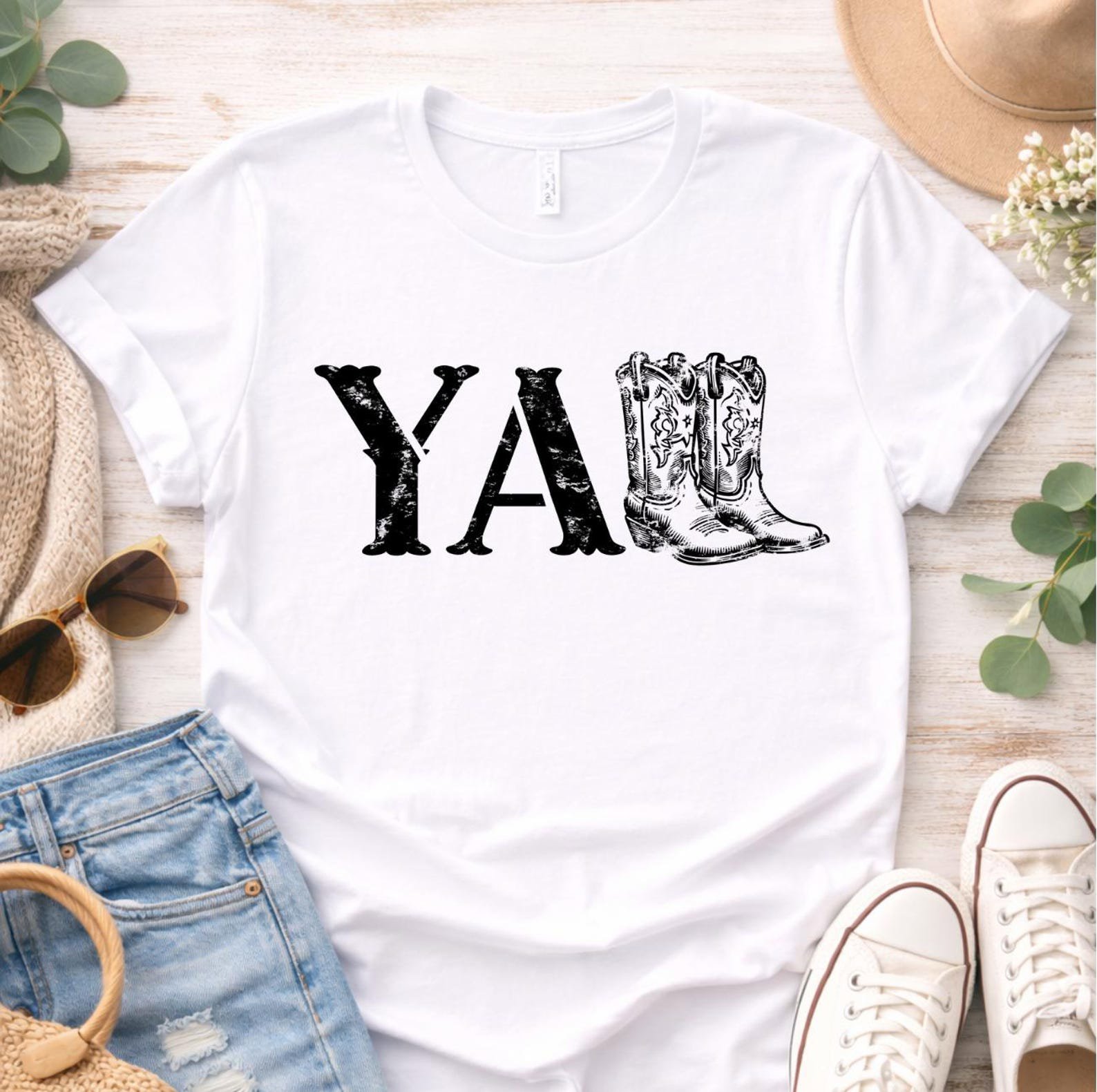 Yall Western Shirt, Cowboy Boots Yall Tee, Western Graphic TShirt, Country Concert Outfit Top, Cowgirl Shirt, Southern Style Tee 10