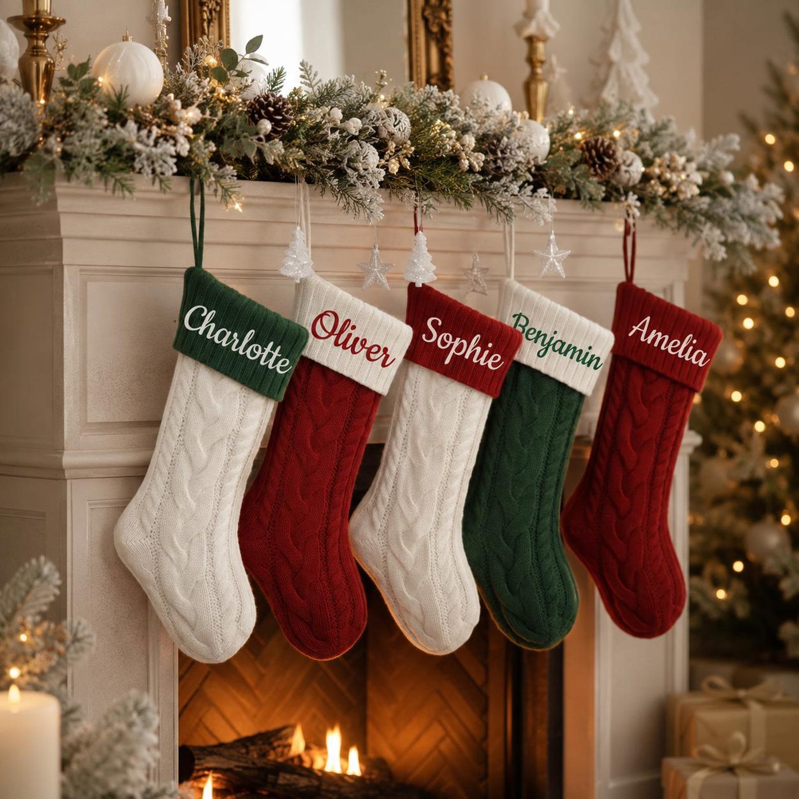 2026 Custom Name Embroidered Christmas Stocking, Xmas Family Name Stockings, Knit Family Christmas Stockings, Holiday Stockings Gifts 3