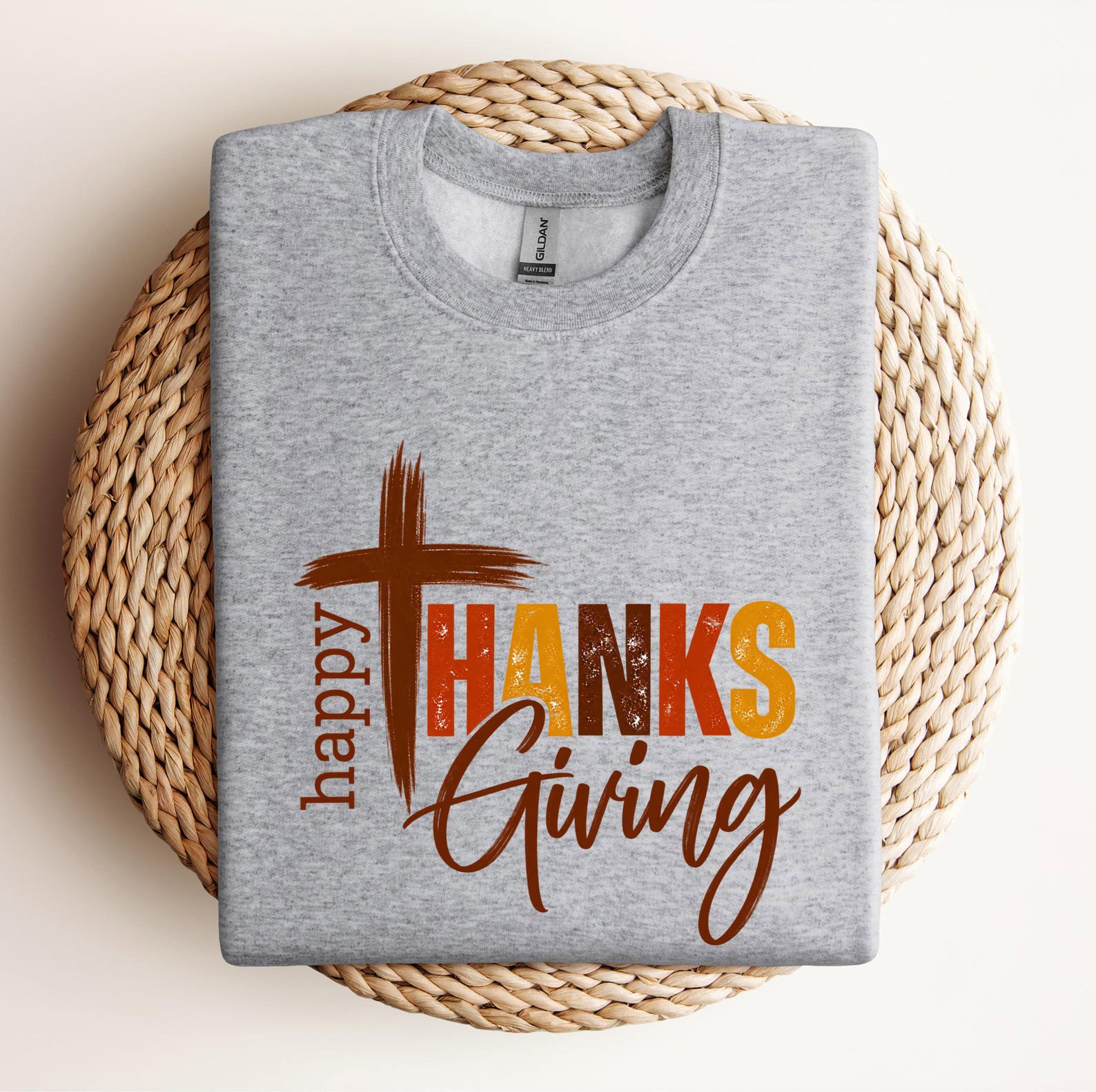 Happy Thanksgiving Cross Shirt, Christian Autumn Faith Sweatshirt, Religious Fall Graphic Tee 5