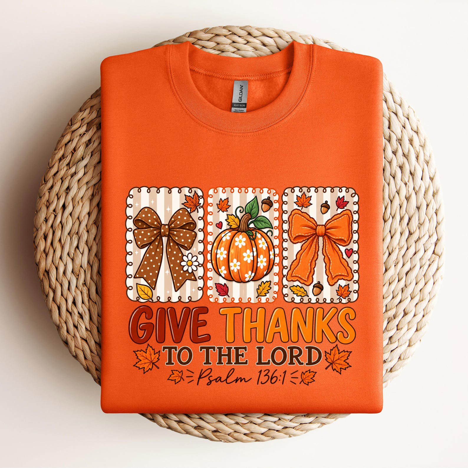 Give Thanks To The Lord Shirt, Christian Autumn Coquette Sweatshirt, Floral Pumpkin Thanksgiving Graphic Tee 9