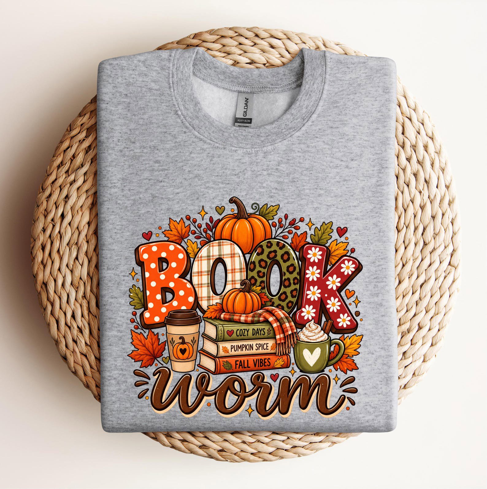 Fall Bookworm Reading Shirt, Pumpkin Spice Autumn Sweatshirt, Cozy Teacher Graphic Tee 5