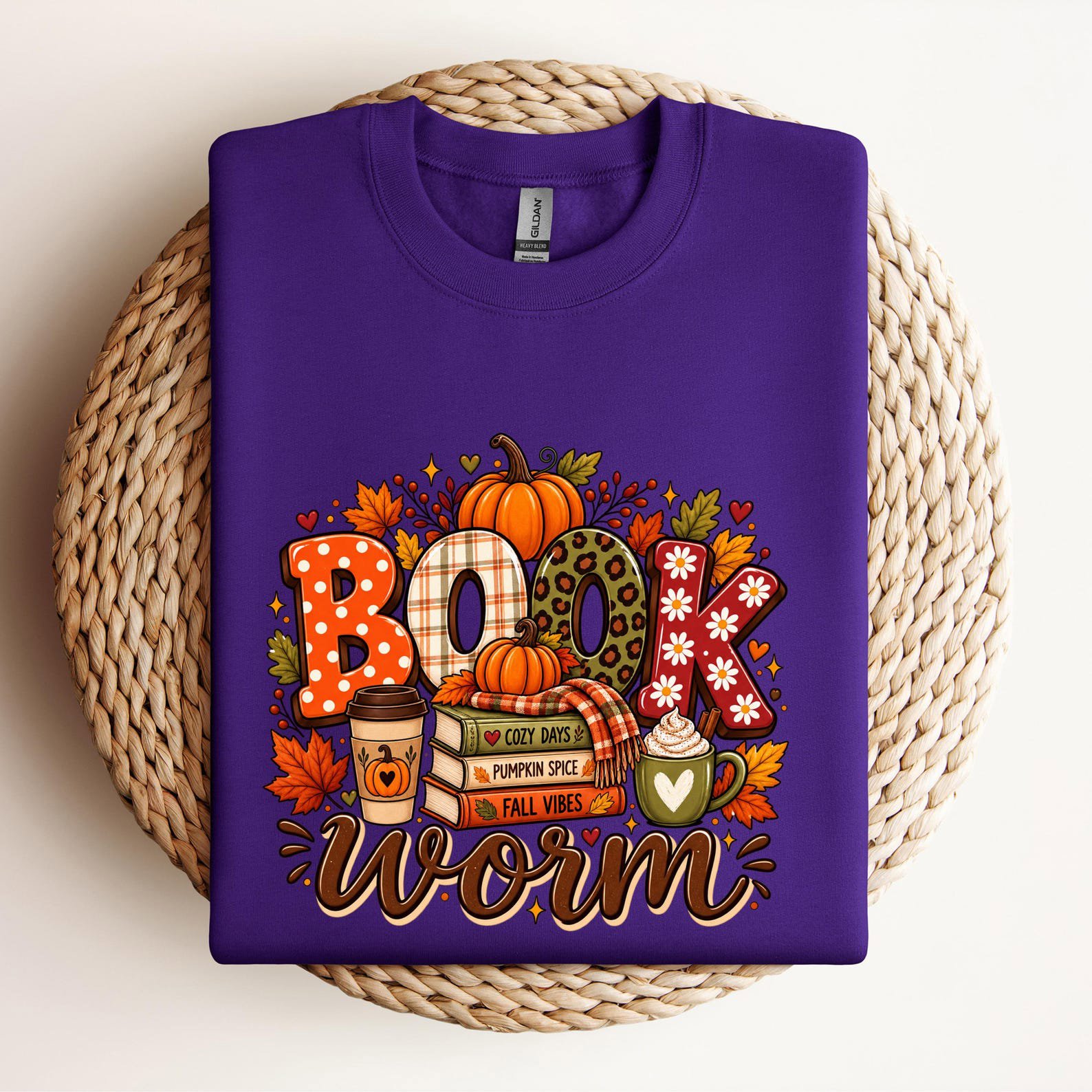 Fall Bookworm Reading Shirt, Pumpkin Spice Autumn Sweatshirt, Cozy Teacher Graphic Tee 8