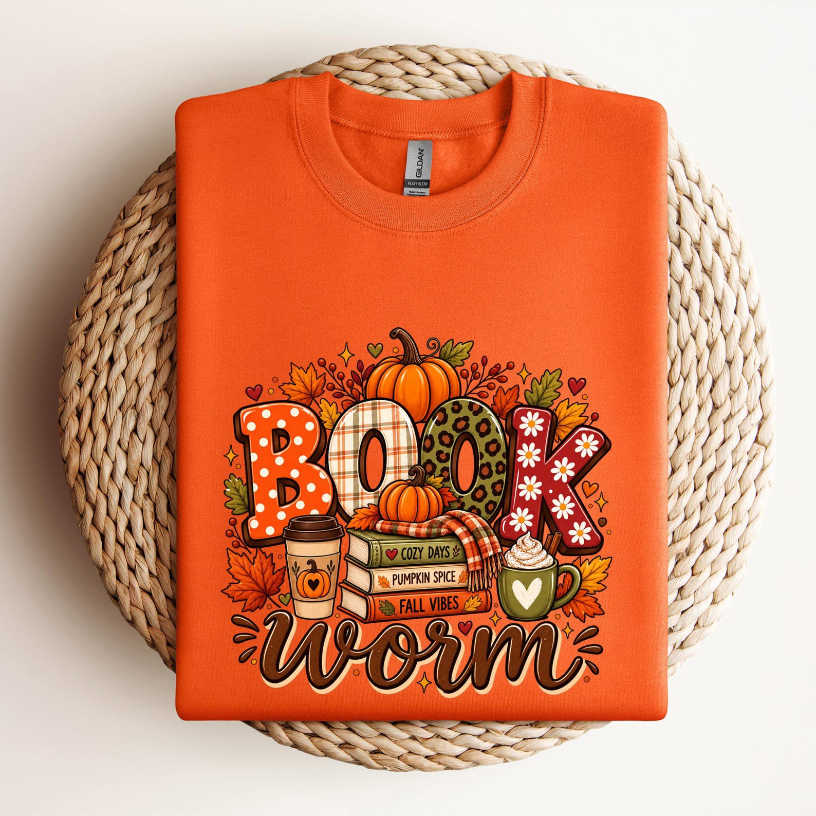 Fall Bookworm Reading Shirt, Pumpkin Spice Autumn Sweatshirt, Cozy Teacher Graphic Tee 9
