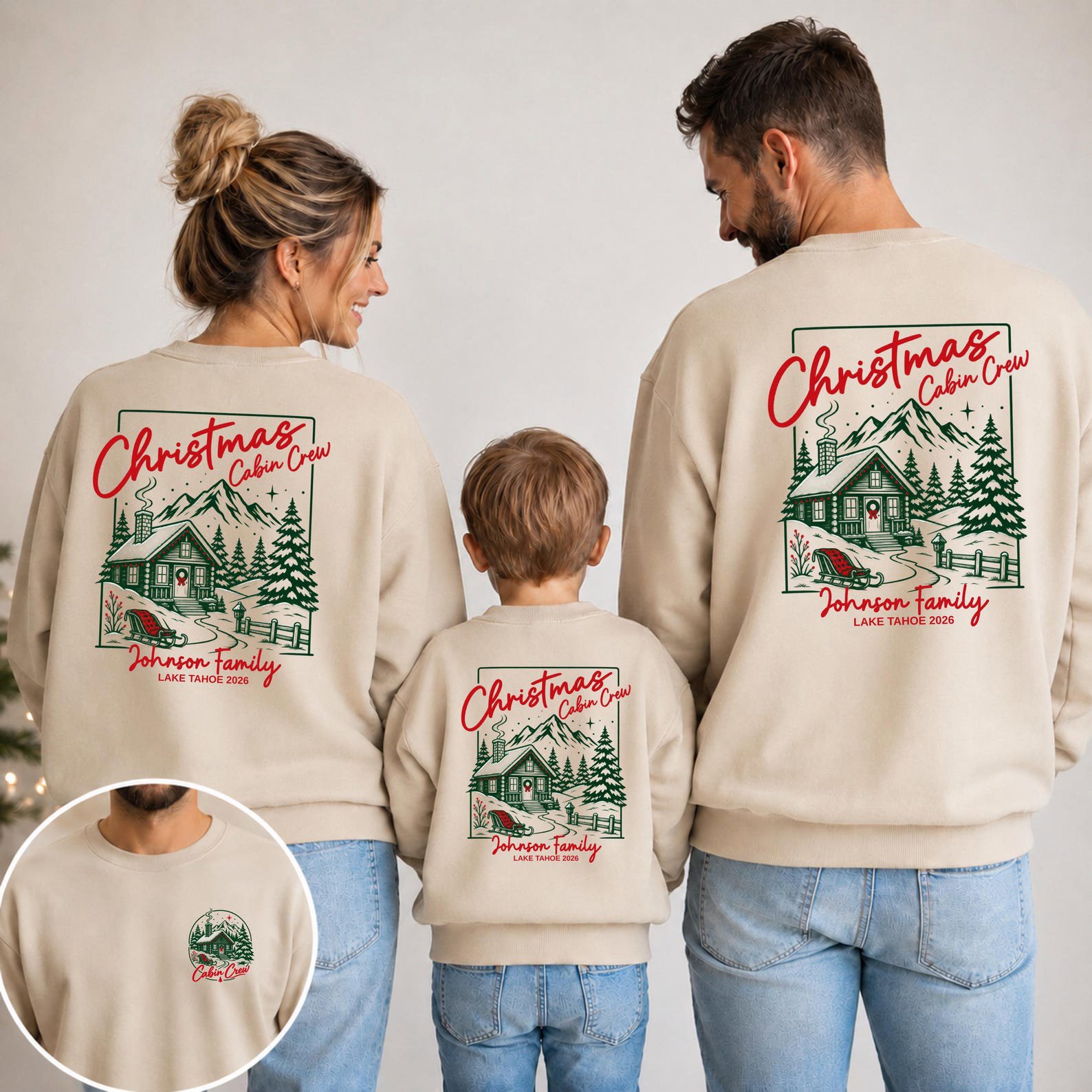Custom Christmas Cabin Crew Shirt, Matching Family Winter Vacation Sweatshirt, Mountain Holiday Trip Outfit 2