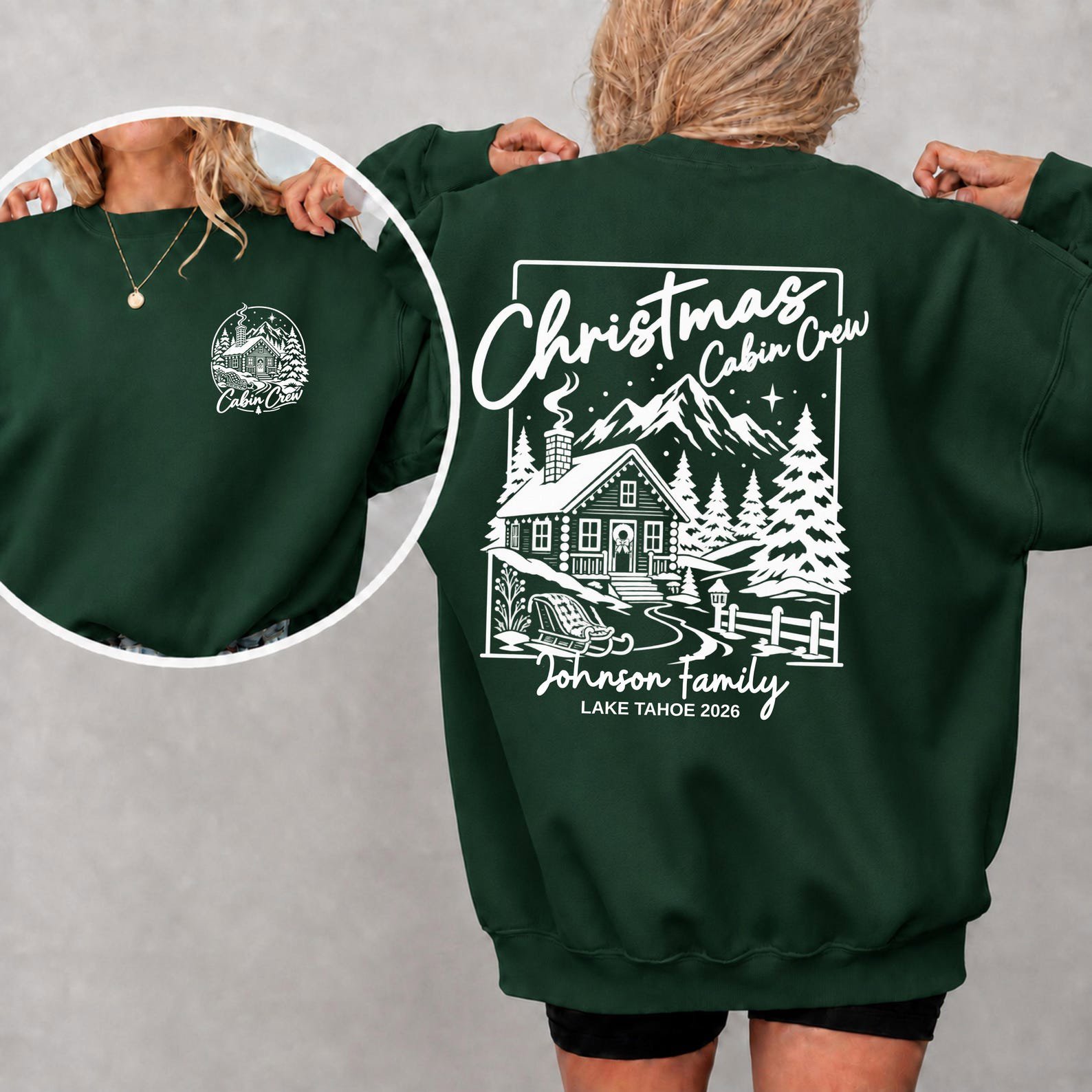 Custom Christmas Cabin Crew Shirt, Matching Family Winter Vacation Sweatshirt, Mountain Holiday Trip Outfit 3