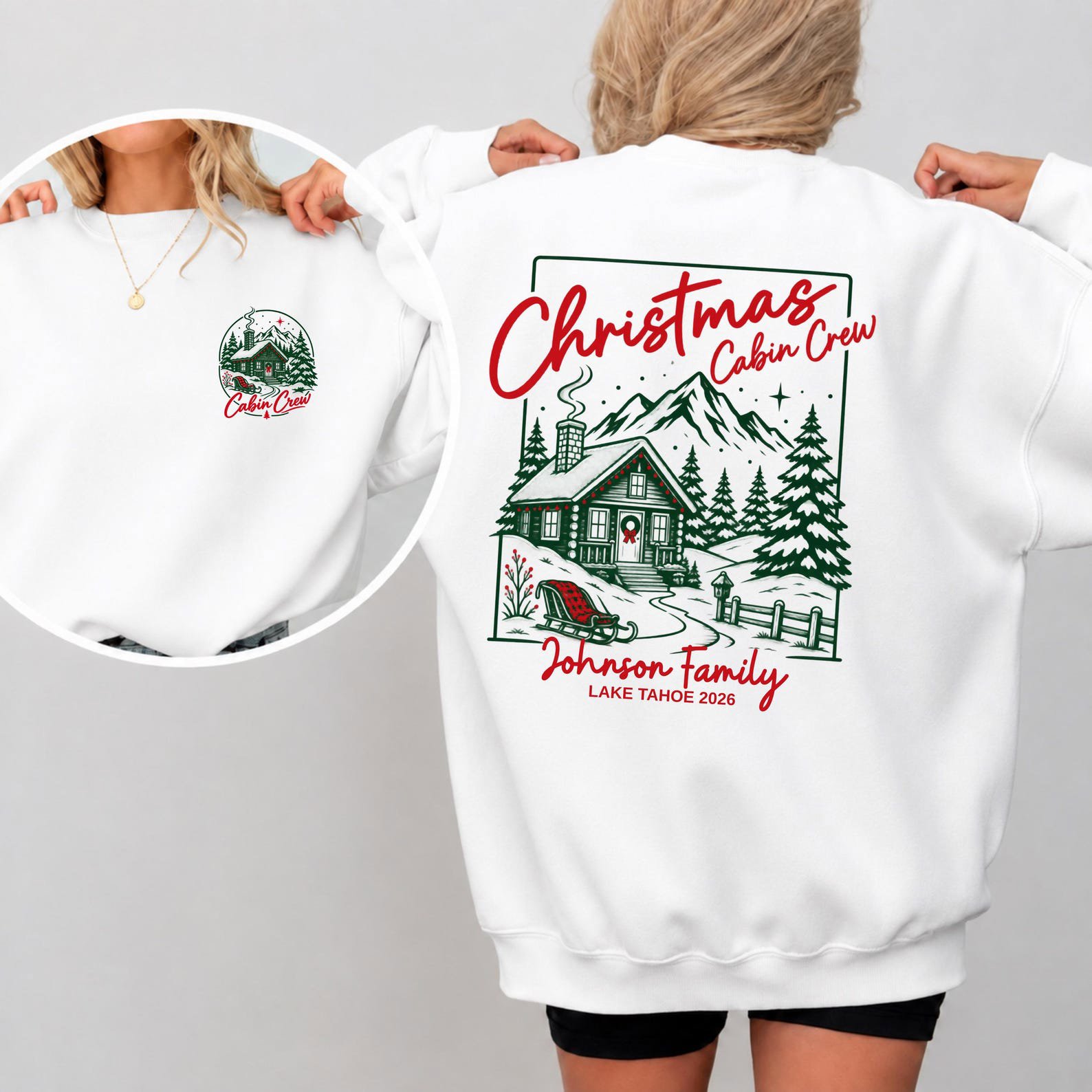 Custom Christmas Cabin Crew Shirt, Matching Family Winter Vacation Sweatshirt, Mountain Holiday Trip Outfit 5