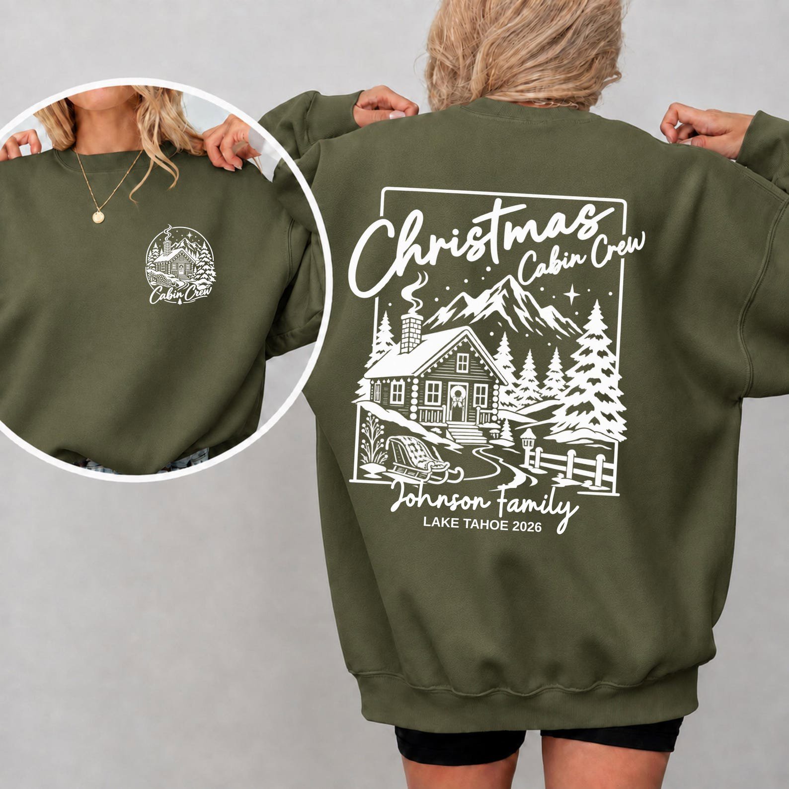 Custom Christmas Cabin Crew Shirt, Matching Family Winter Vacation Sweatshirt, Mountain Holiday Trip Outfit 6