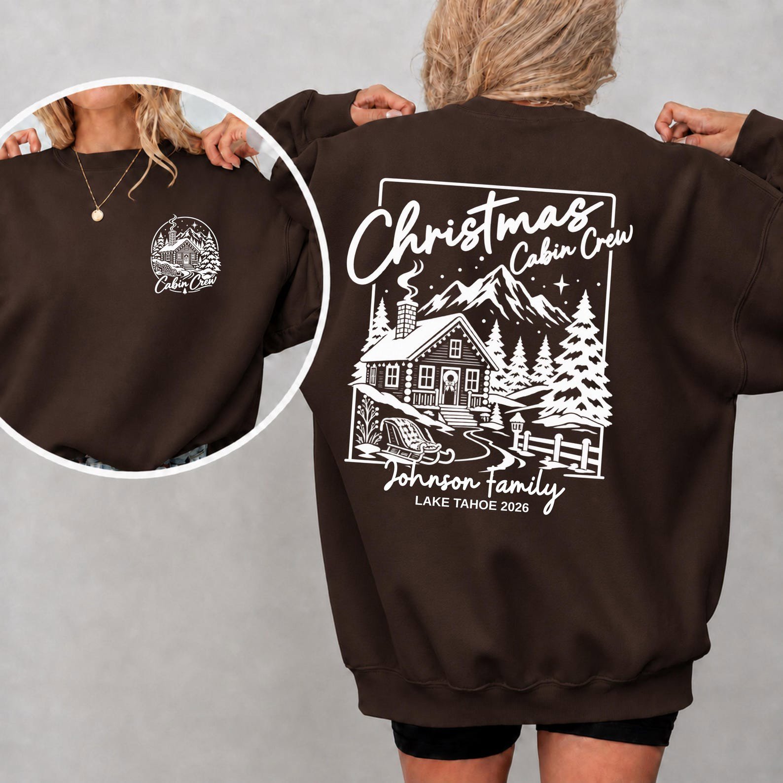 Custom Christmas Cabin Crew Shirt, Matching Family Winter Vacation Sweatshirt, Mountain Holiday Trip Outfit 7
