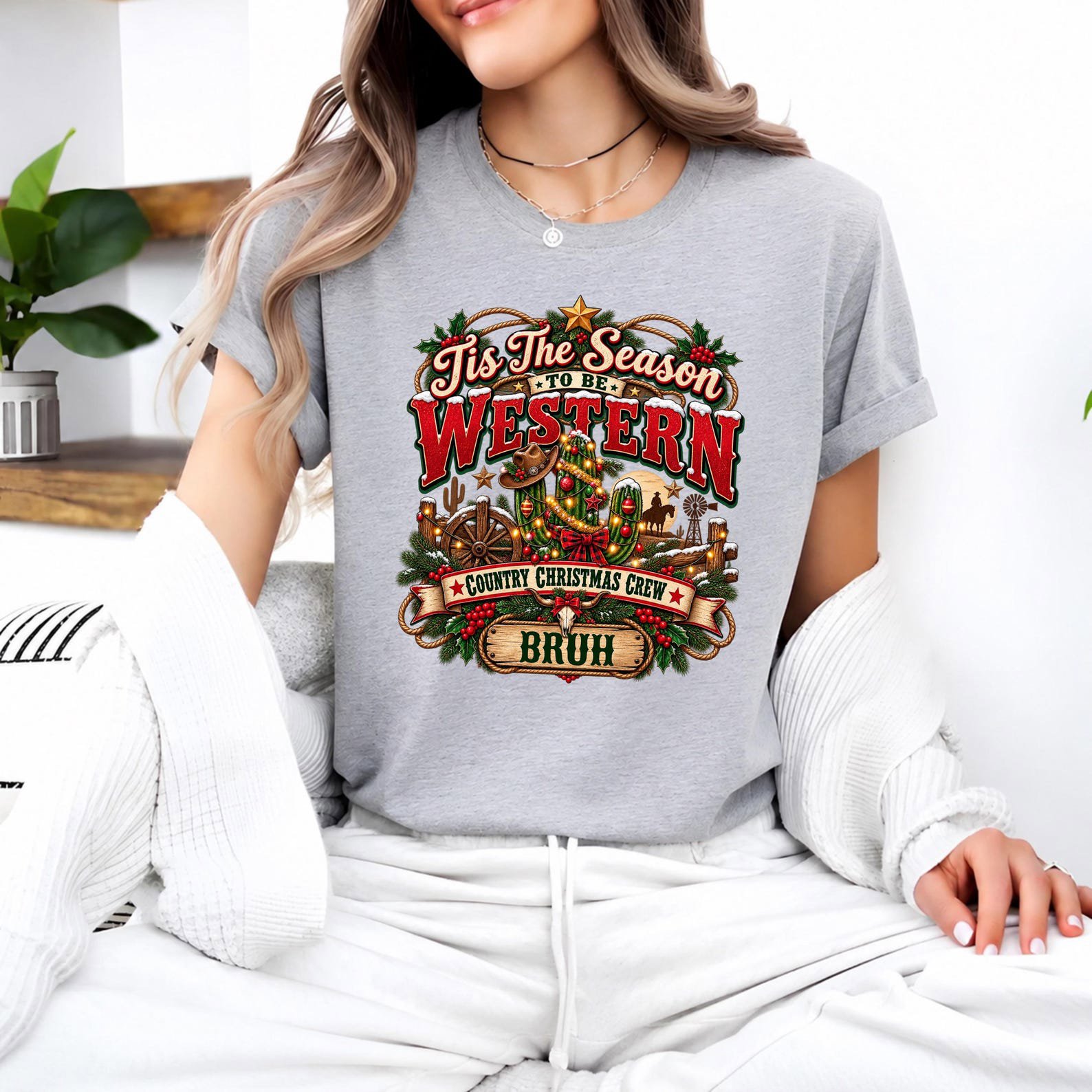 Tis The Season To Be Western Shirt, Matching Family Christmas Sweatshirt, Custom Rodeo Holiday Tee 6