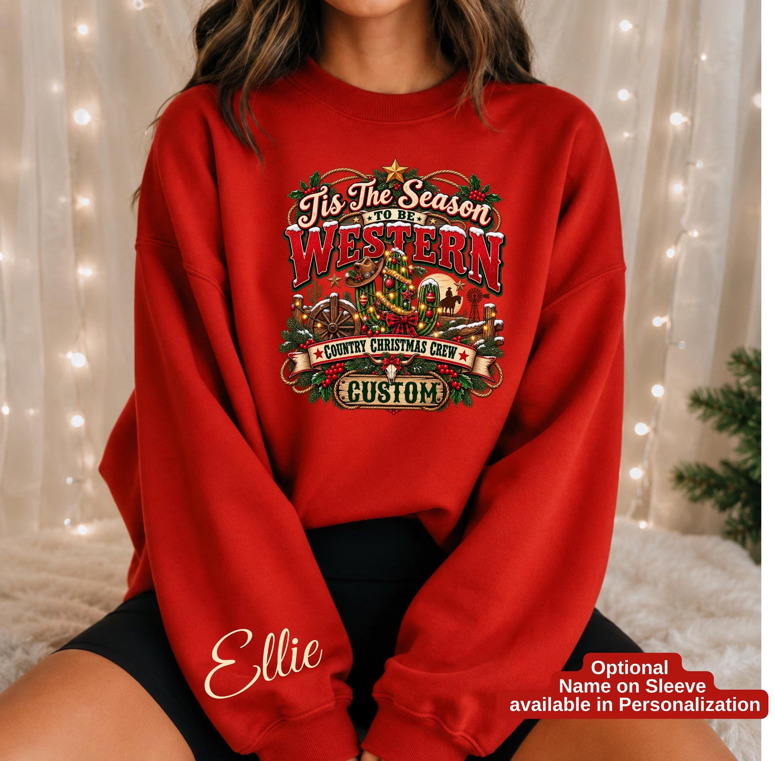 Tis The Season To Be Western Shirt, Matching Family Christmas Sweatshirt, Custom Rodeo Holiday Tee 8