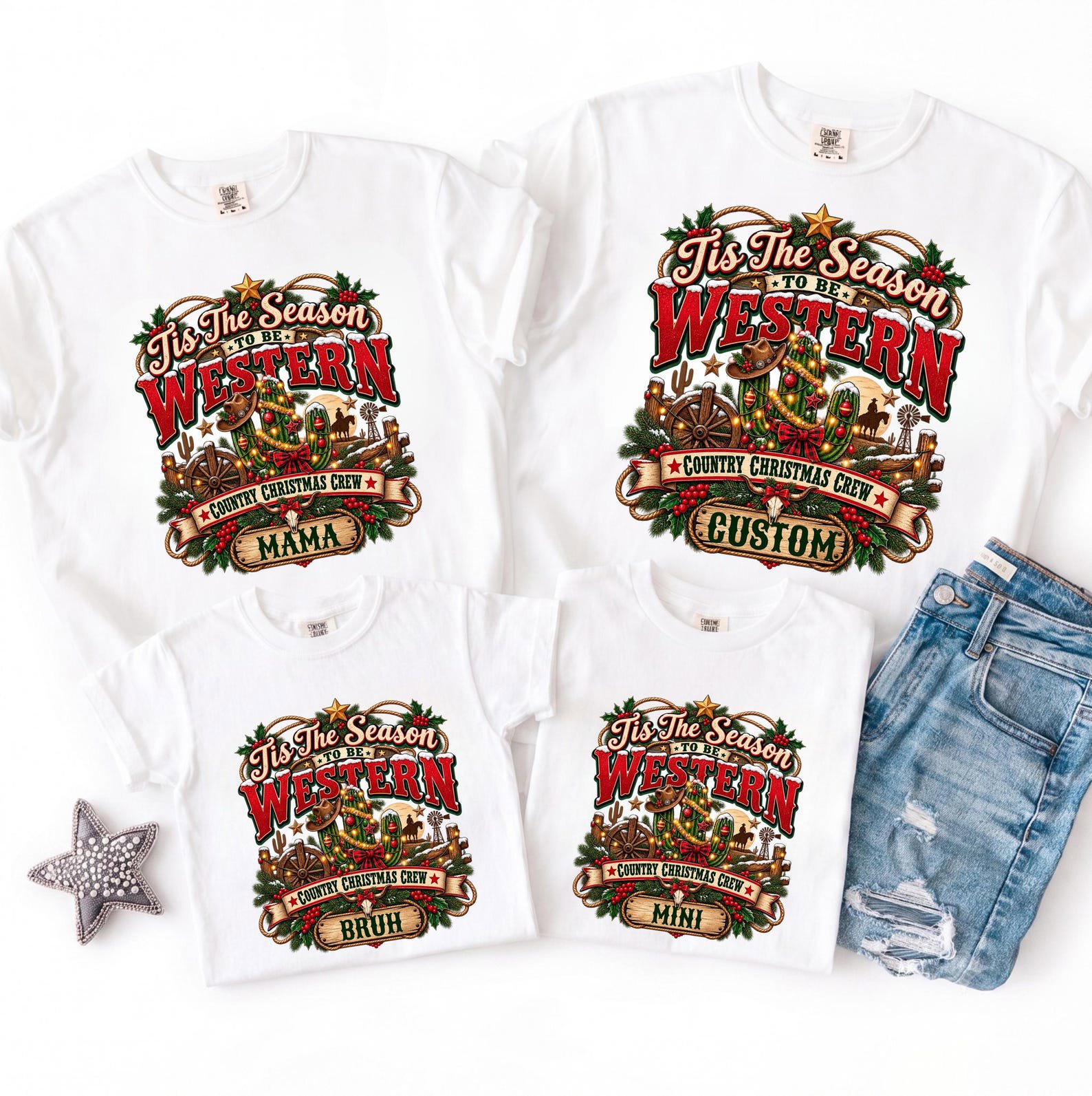 Tis The Season To Be Western Shirt, Matching Family Christmas Sweatshirt, Custom Rodeo Holiday Tee 9