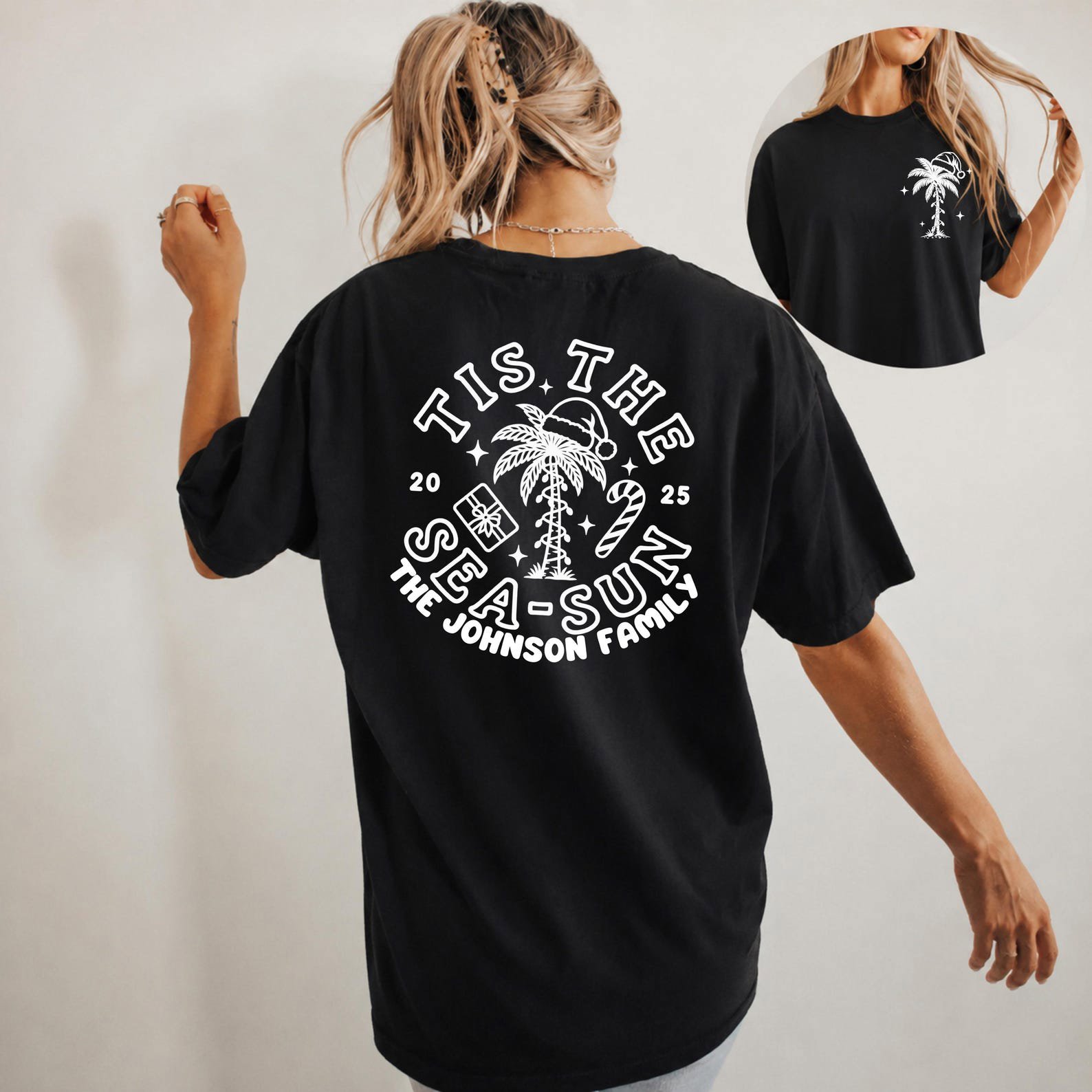 Custom Tis The Sea Sun Shirt, Tropical Family Christmas Vacation Sweatshirt, Beach Cruise Xmas Tee 6
