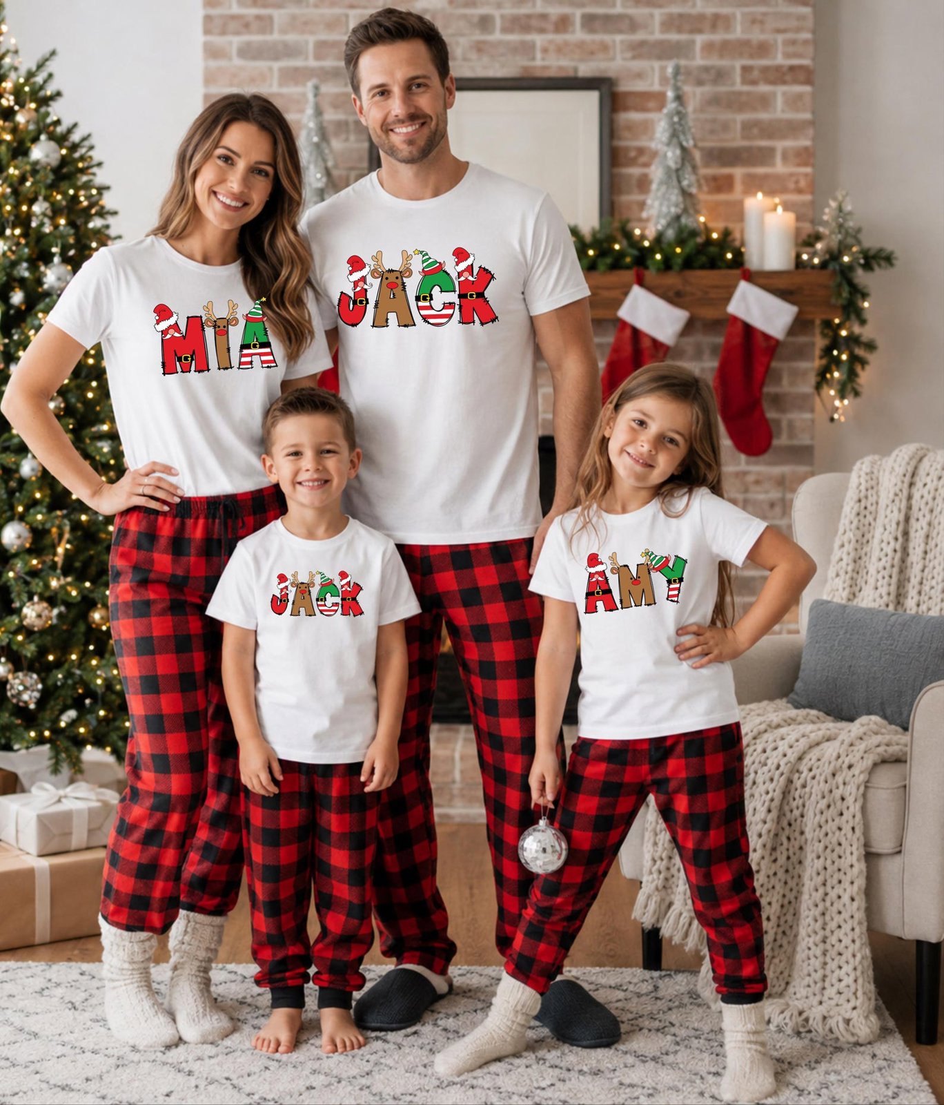Custom Christmas Name Shirt, Personalized Santa Reindeer Elf Sweatshirt, Matching Family Xmas Outfit 2
