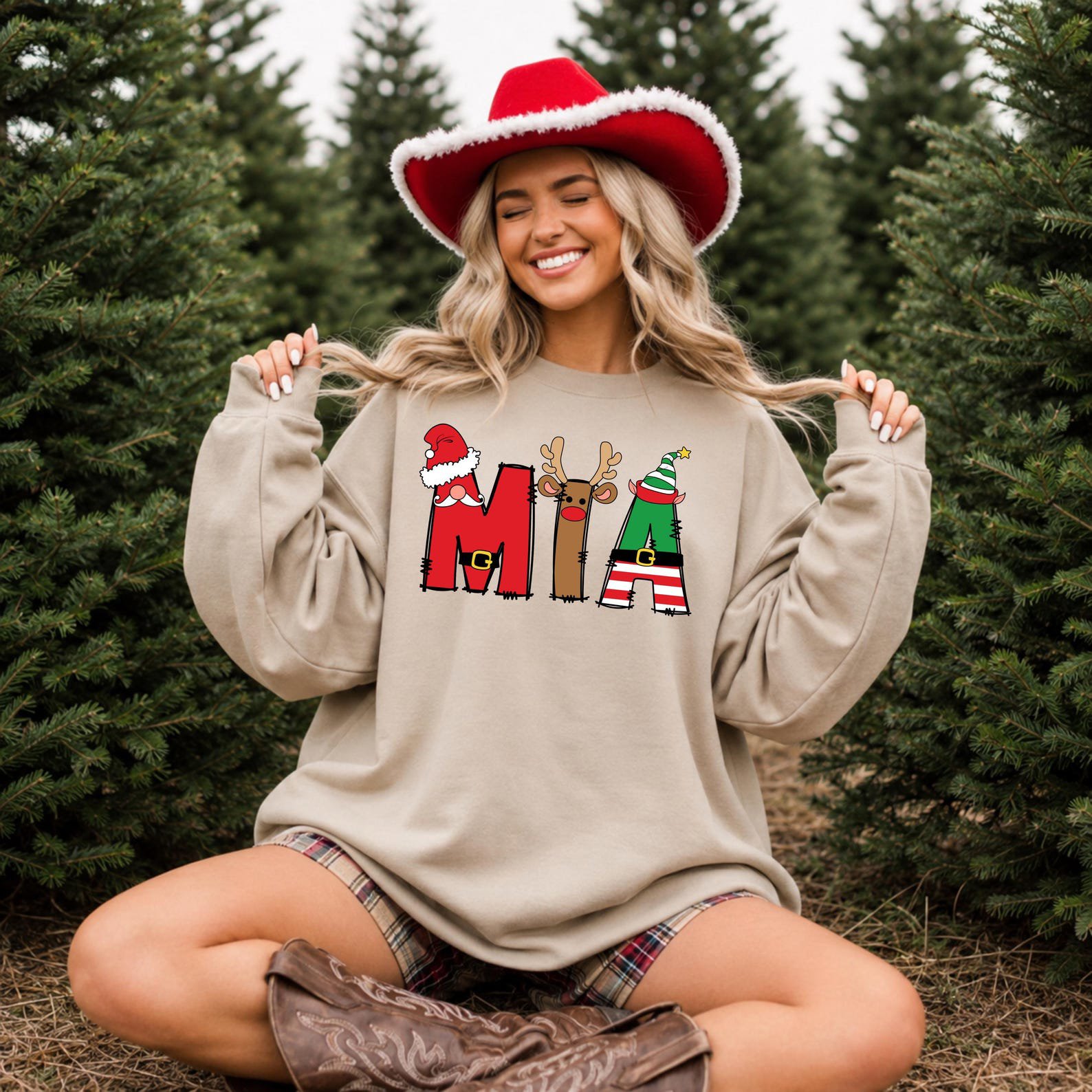 Custom Christmas Name Shirt, Personalized Santa Reindeer Elf Sweatshirt, Matching Family Xmas Outfit 5
