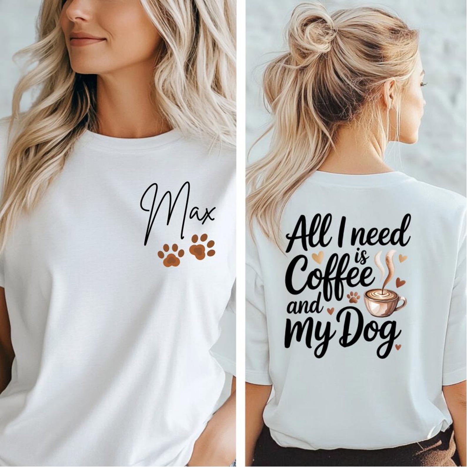 Personalized Dog Mom Who Loves Coffee Hoodies and Sweatshirt | Custom Pet Name Sleeve Detail | Cozy Dog Lover Gift for Her 3