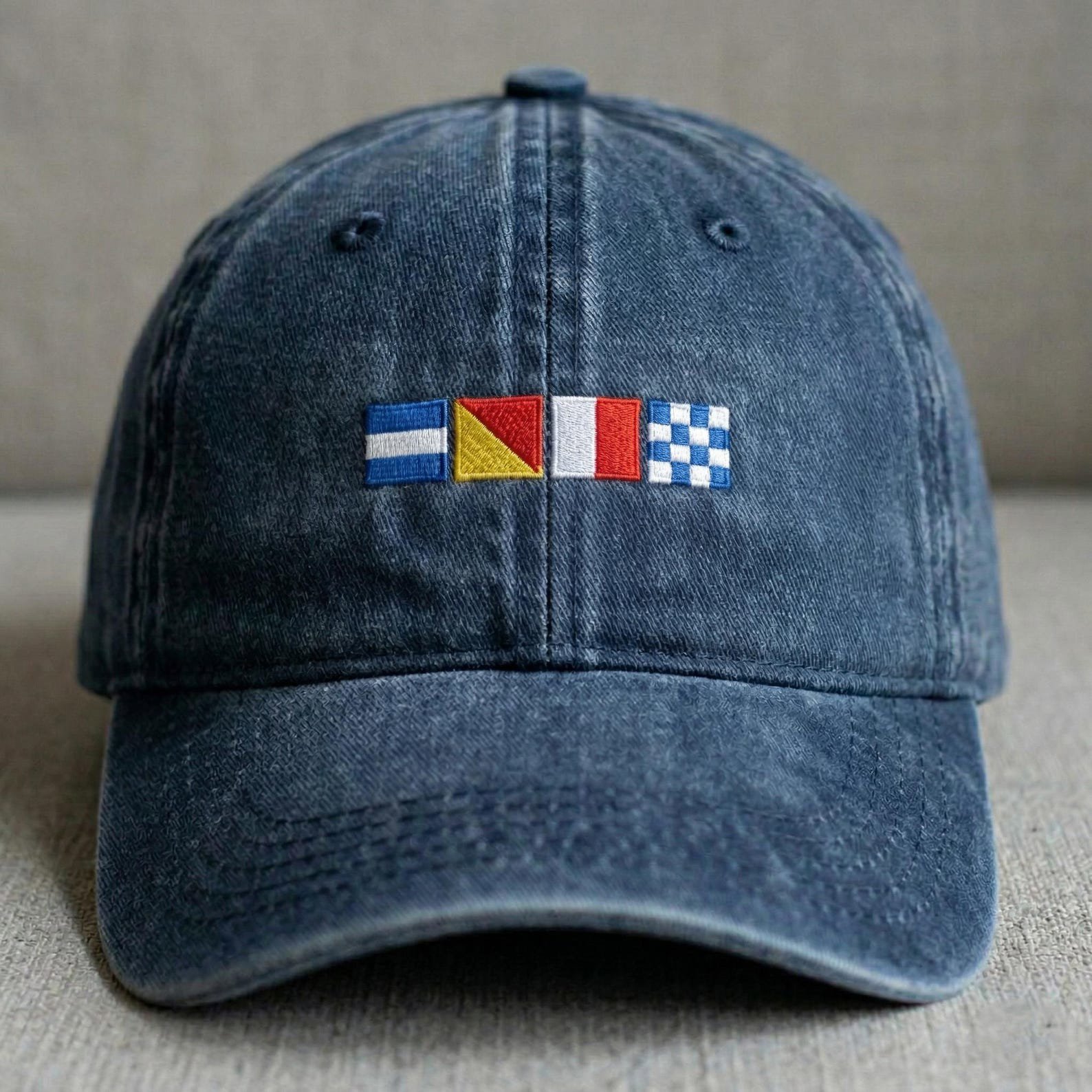 Personalized Name In Nautical Flags Embroidered Baseball Cap, Fathers Day Gifts For Dad, Custom Boating Sailor Boat Captain Hats Presents 2