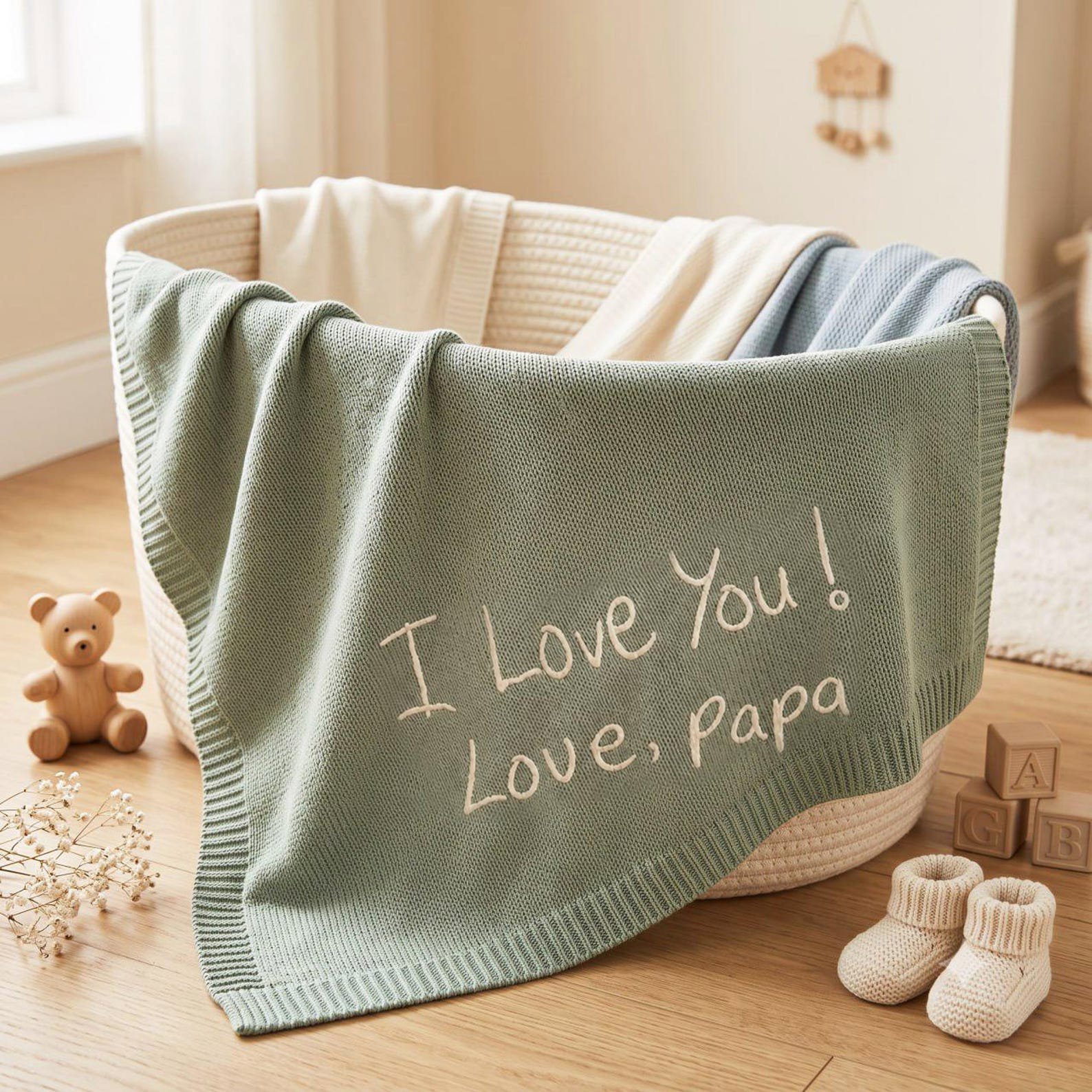 Custom Your Handwriting Baby Blanket, Handwriting Embroidered Baby Blanket, Newborn Keepsake, Baby Shower Gift, Nursery Crib Blanket 5